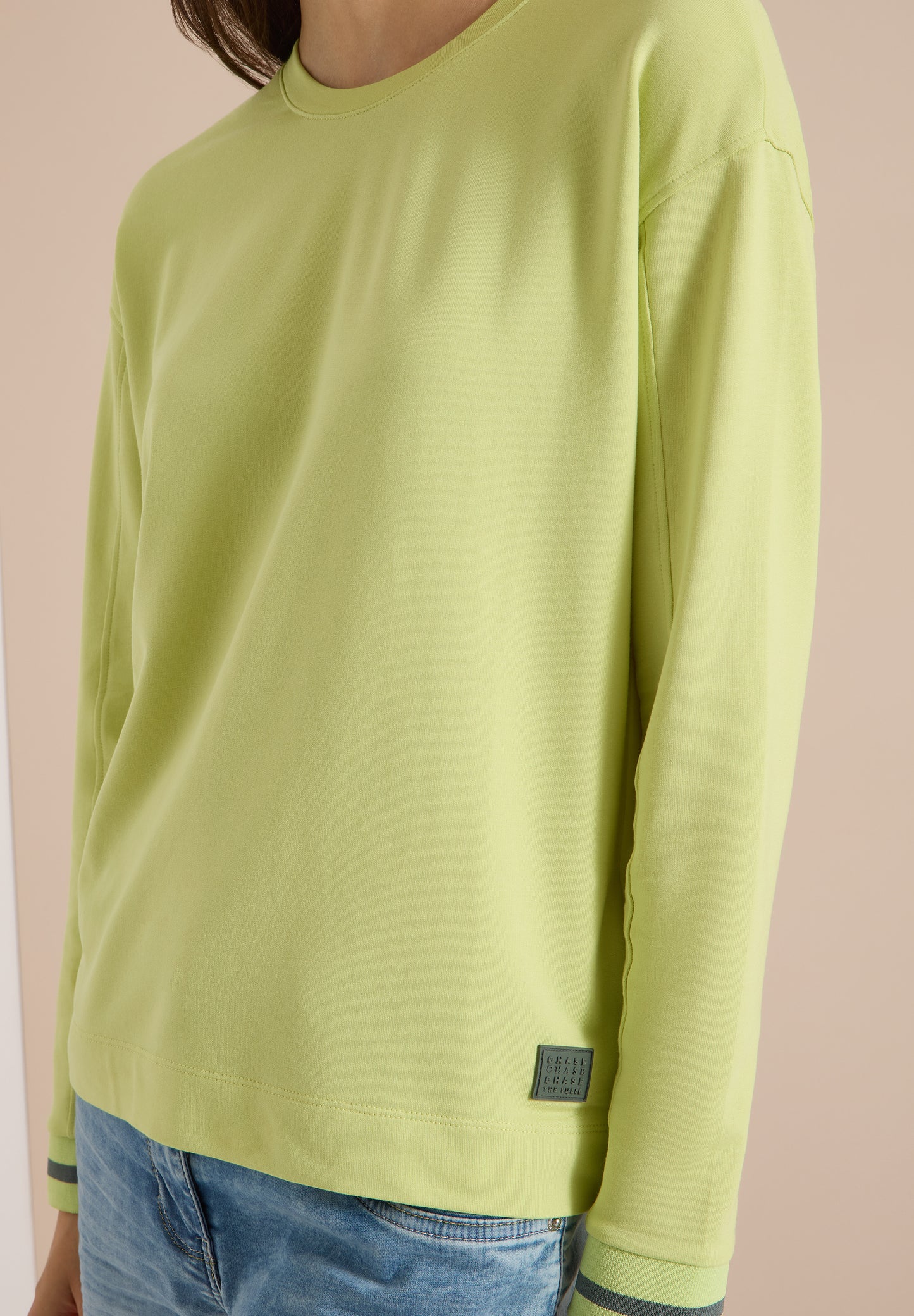 CECIL - Langarm Shirt mit Rundhals und Streifendetail - Farbe: citrin green