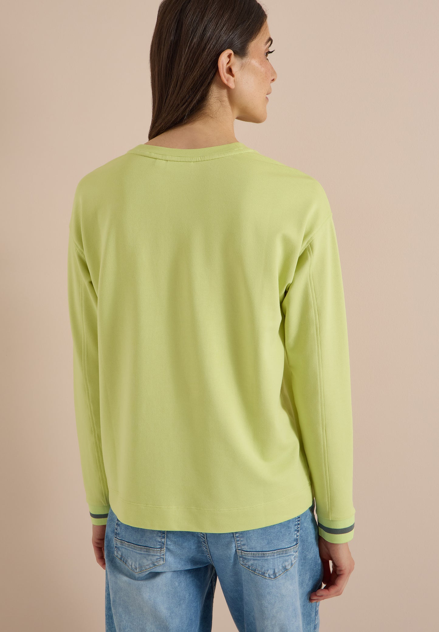 CECIL - Langarm Shirt mit Rundhals und Streifendetail - Farbe: citrin green
