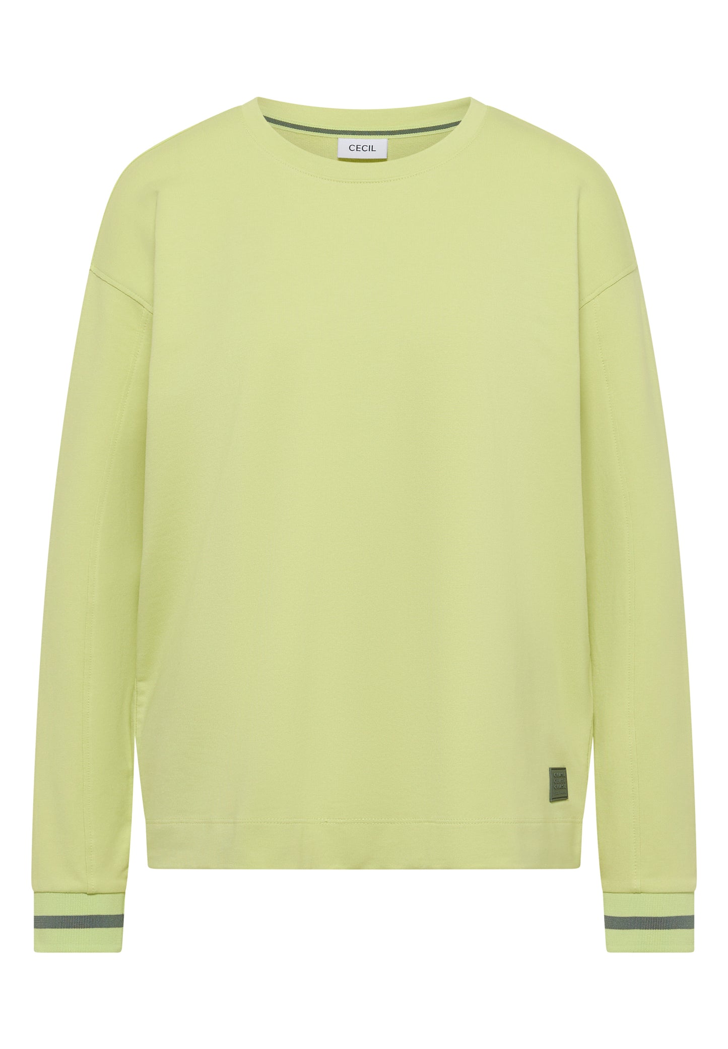 CECIL - Langarm Shirt mit Rundhals und Streifendetail - Farbe: citrin green