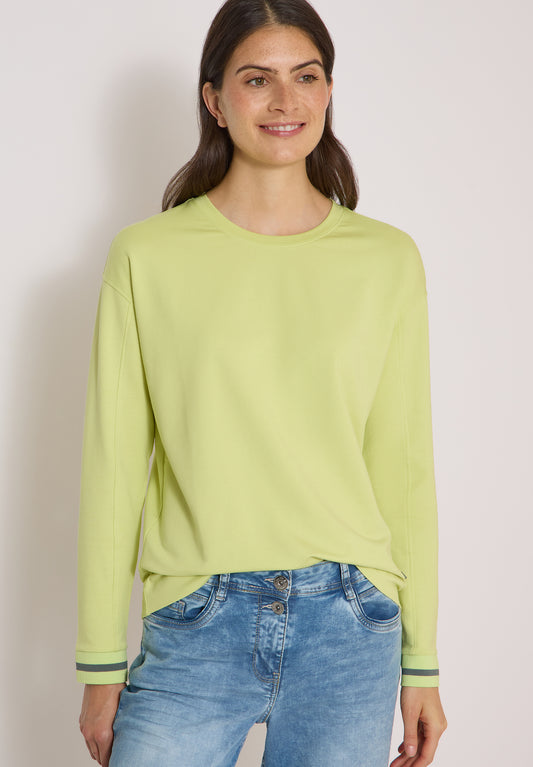 CECIL - Langarm Shirt mit Rundhals und Streifendetail - Farbe: citrin green