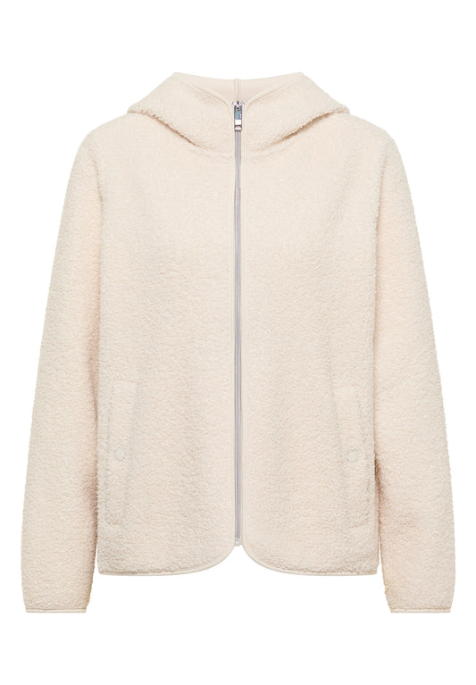 CECIL - Teddy-Jacke mit Kapuze in Unifarbe - Farbe: teddy vanilla white