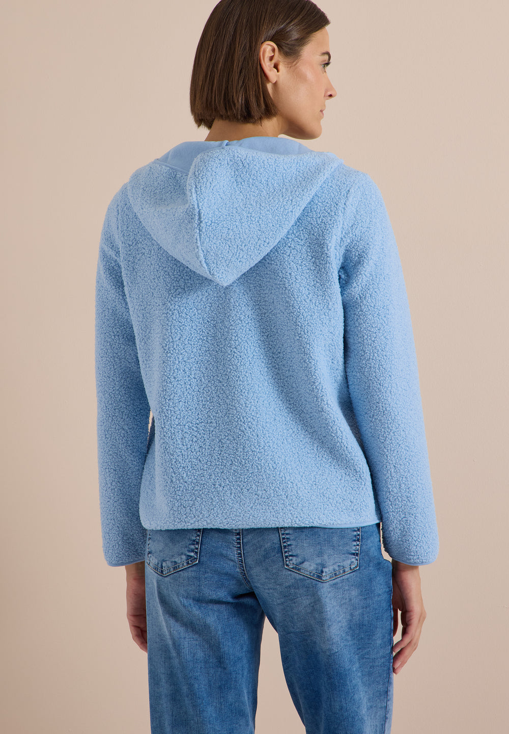 CECIL Teddy-Jacke in Easy Blue kombiniert