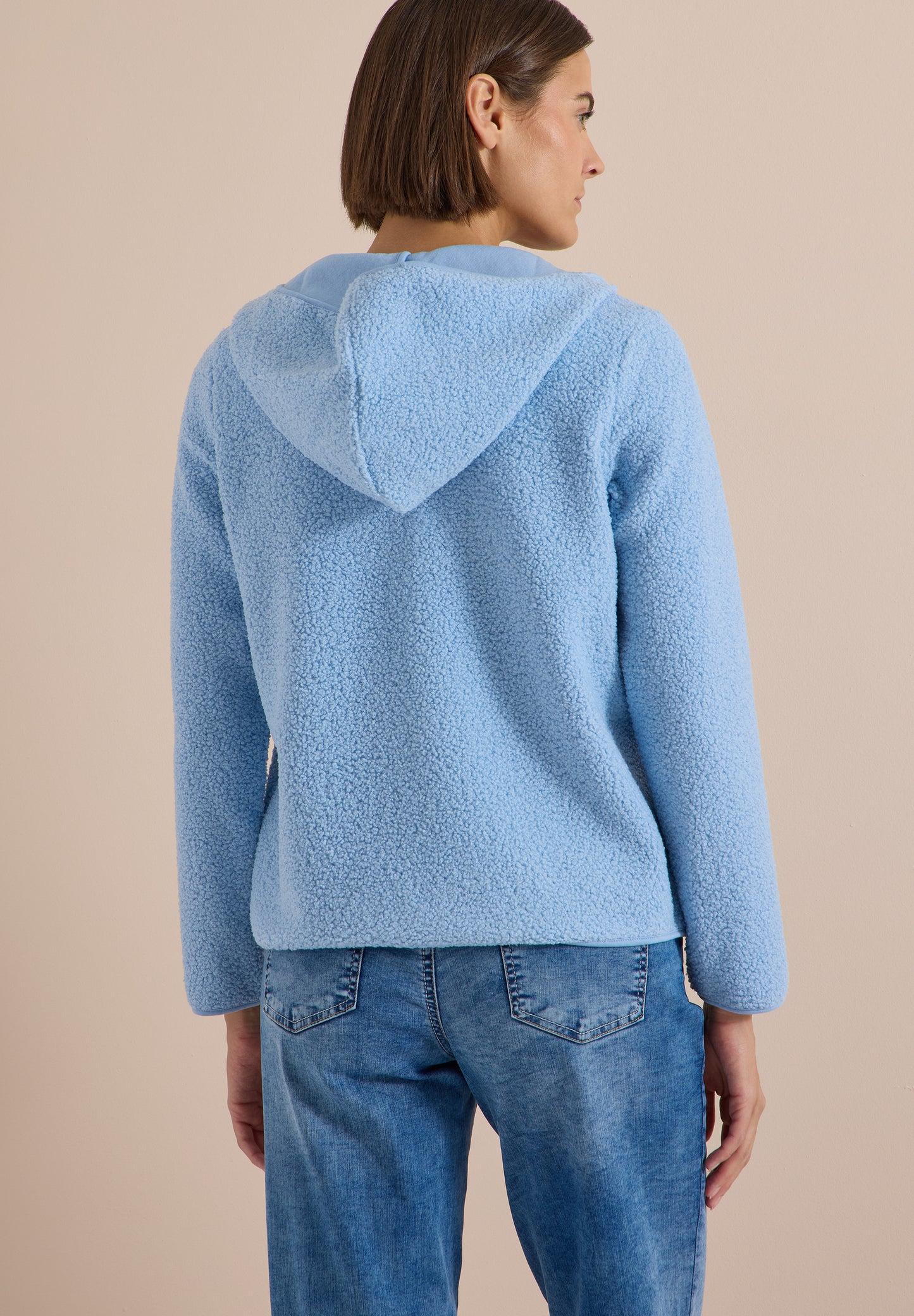 CECIL - Teddy-Jacke mit Kapuze in Unifarbe - Farbe: easy blue