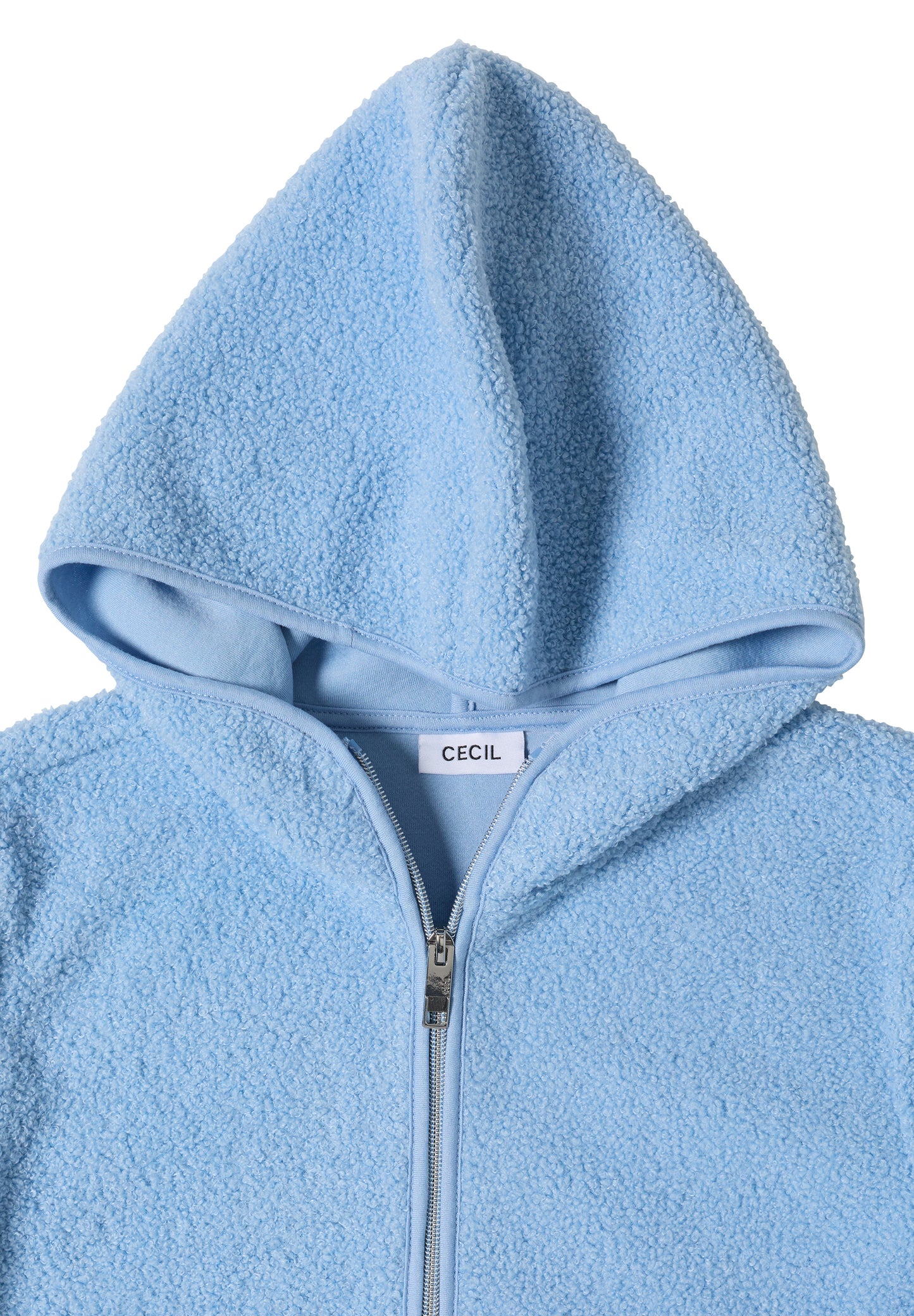 CECIL - Teddy-Jacke mit Kapuze in Unifarbe - Farbe: easy blue