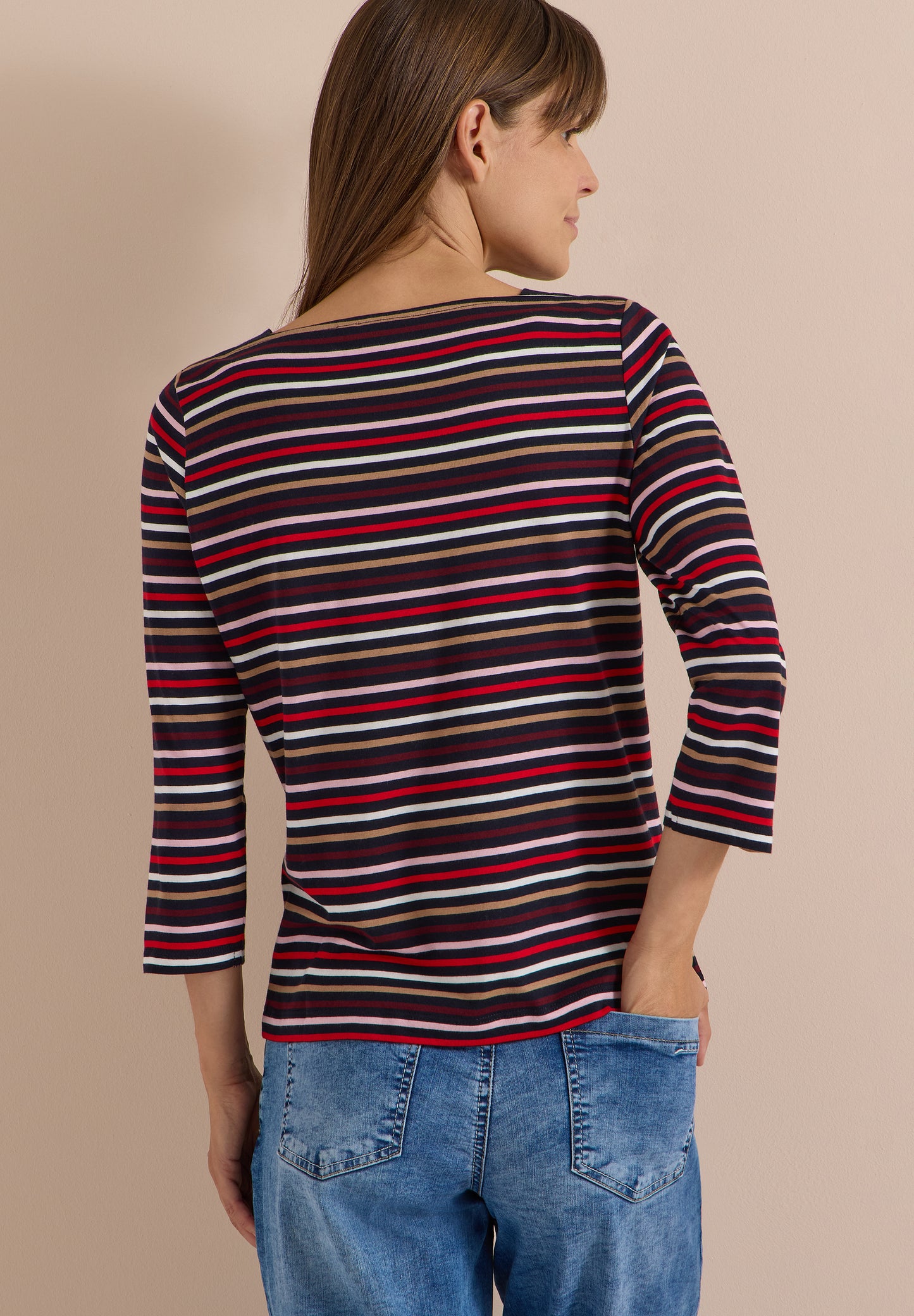 CECIL - 3/4-Arm Shirt mit Boat Neck und Streifen - Farbe: urban dark blue