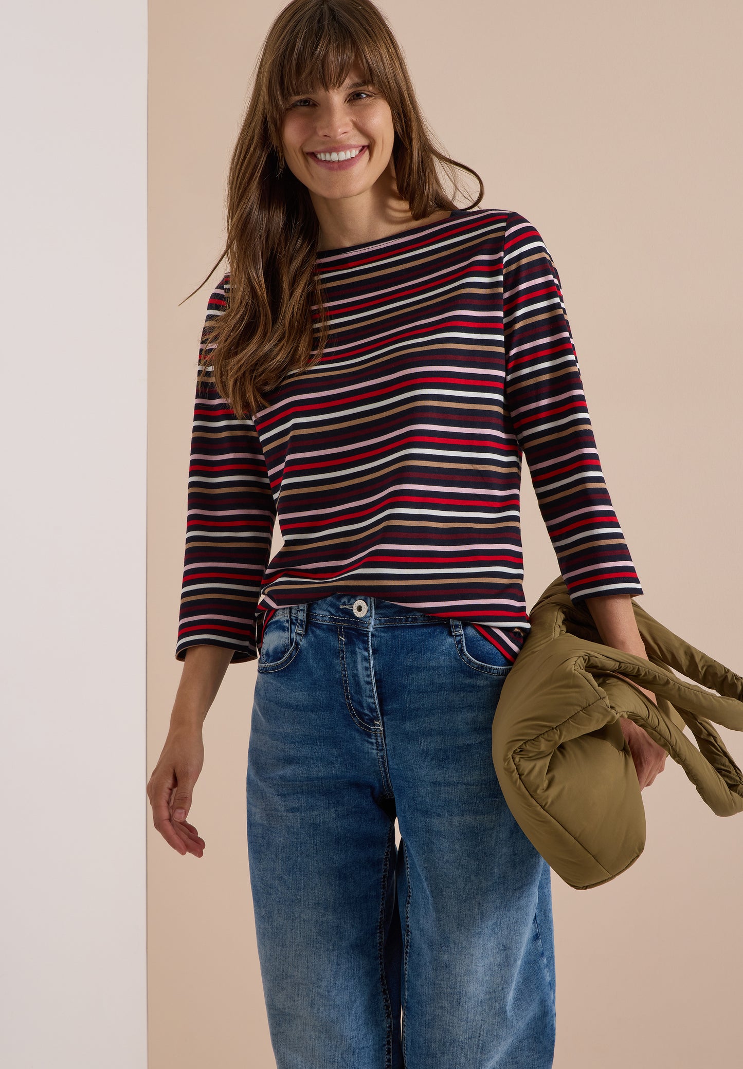 CECIL - 3/4-Arm Shirt mit Boat Neck und Streifen - Farbe: urban dark blue
