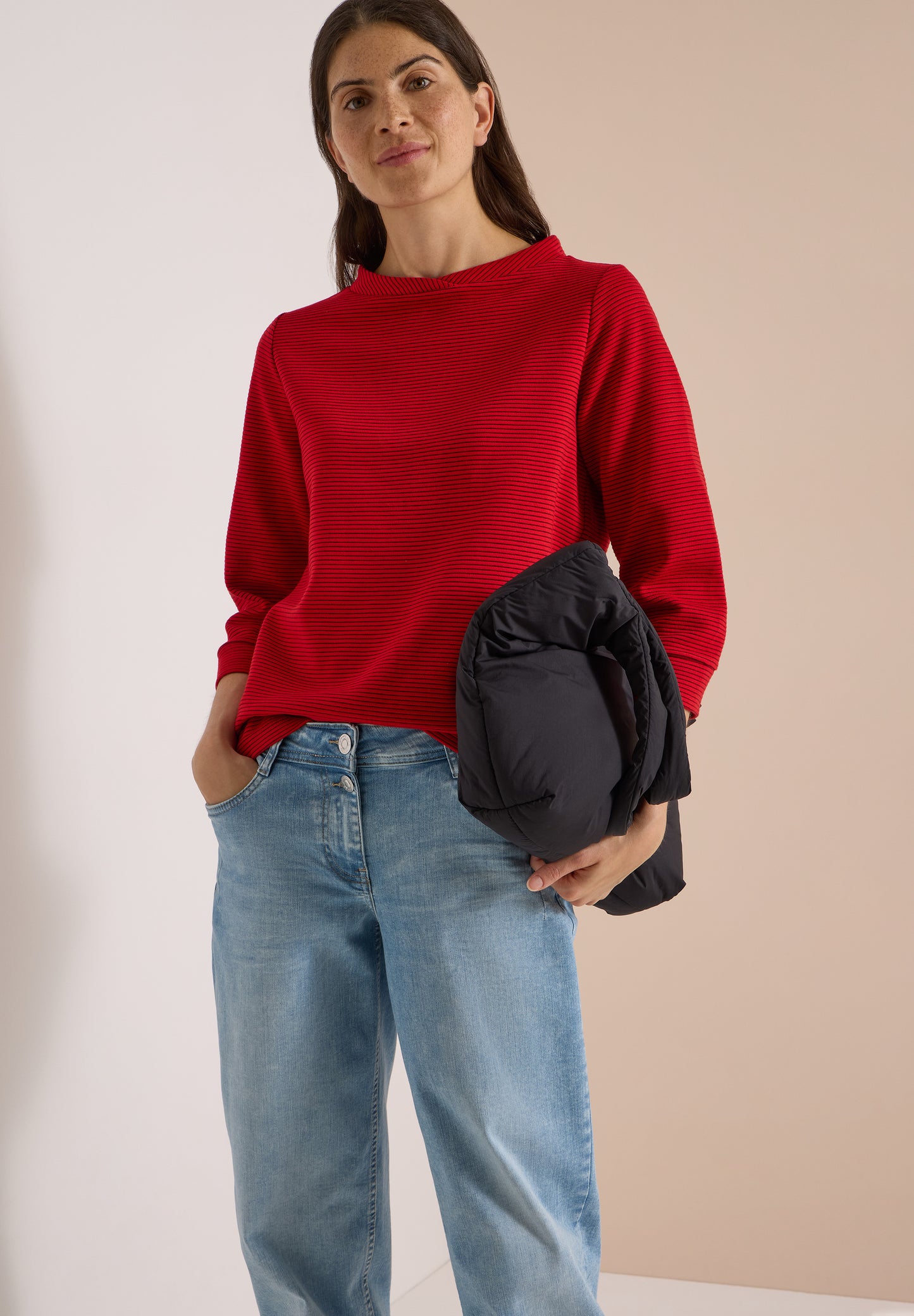 CECIL - Ottoman Shirt im Two-Tone-Look - Farbe: flame red