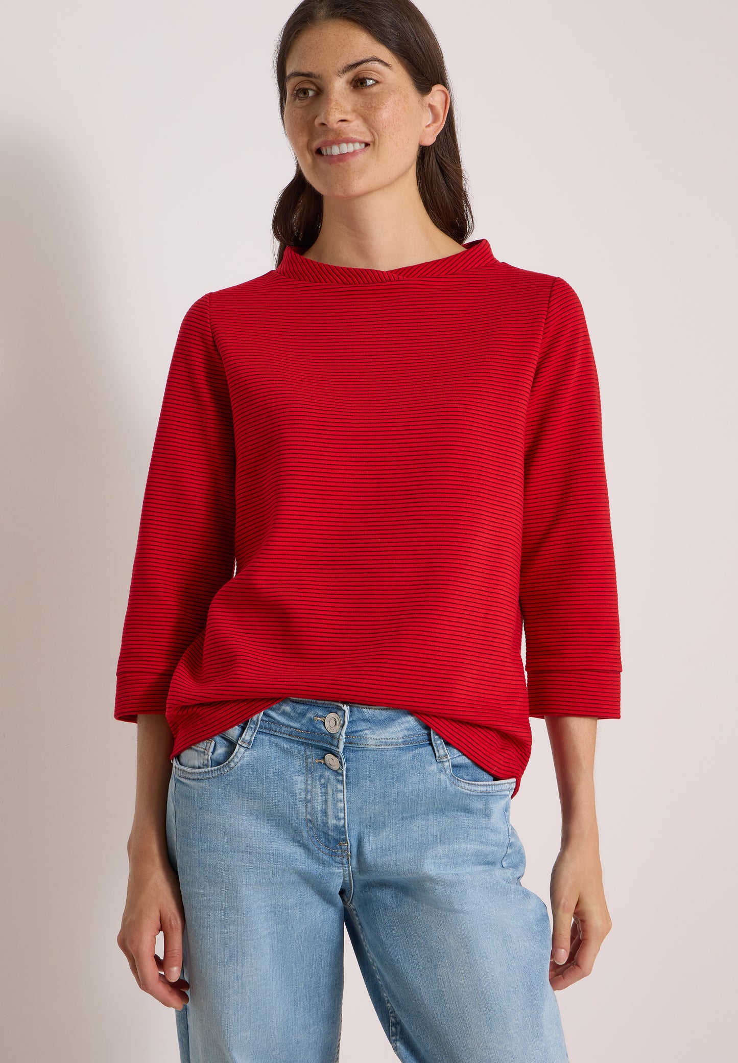 CECIL - Ottoman Shirt im Two-Tone-Look - Farbe: flame red