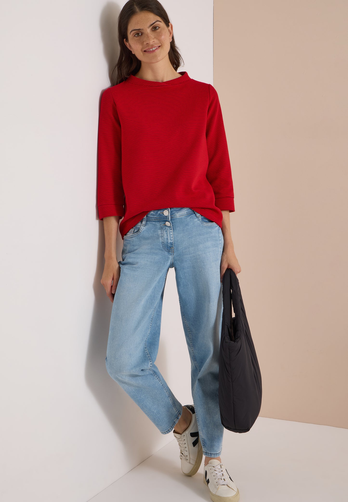CECIL - Ottoman Shirt im Two-Tone-Look - Farbe: flame red