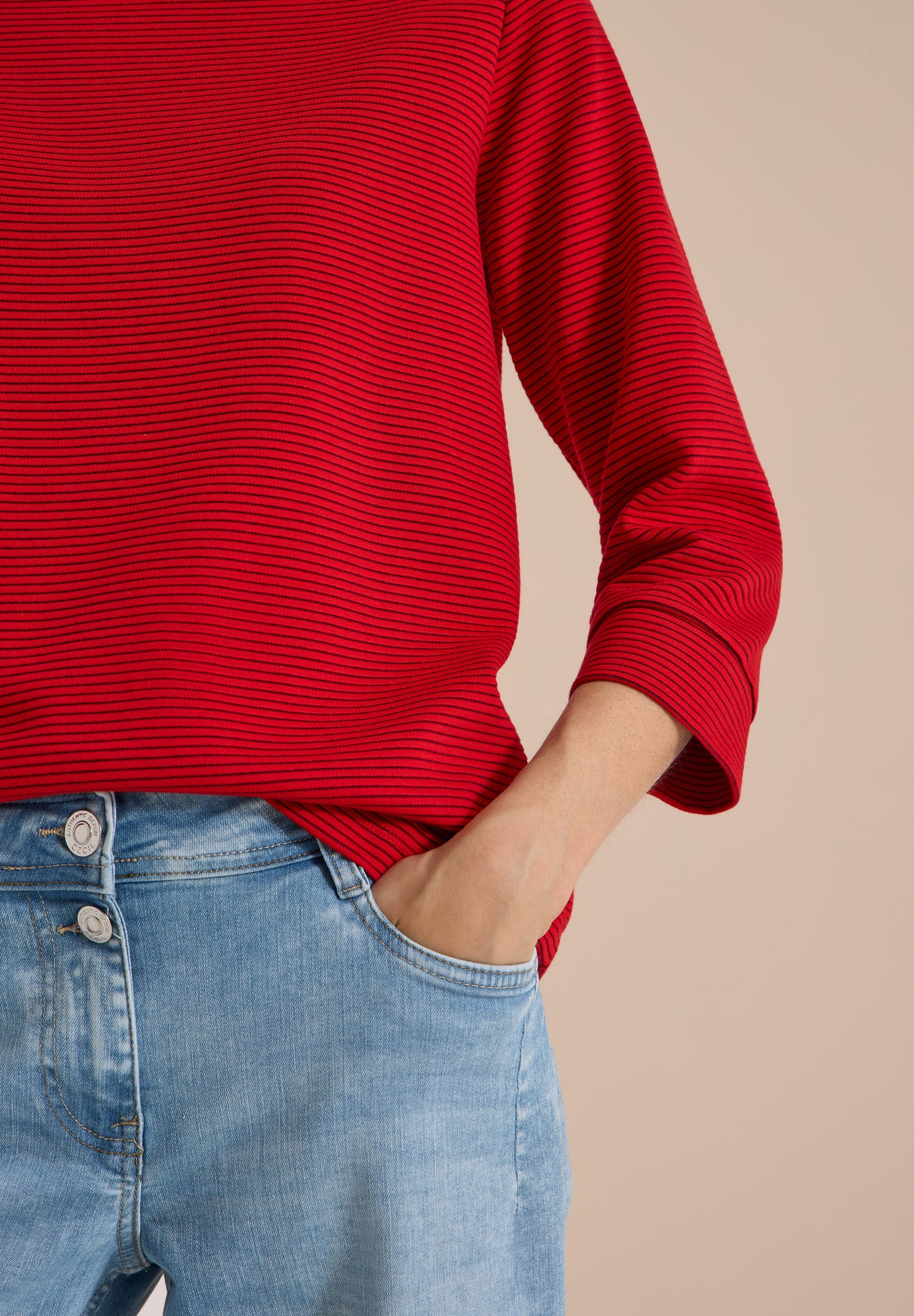 CECIL - Ottoman Shirt im Two-Tone-Look - Farbe: flame red
