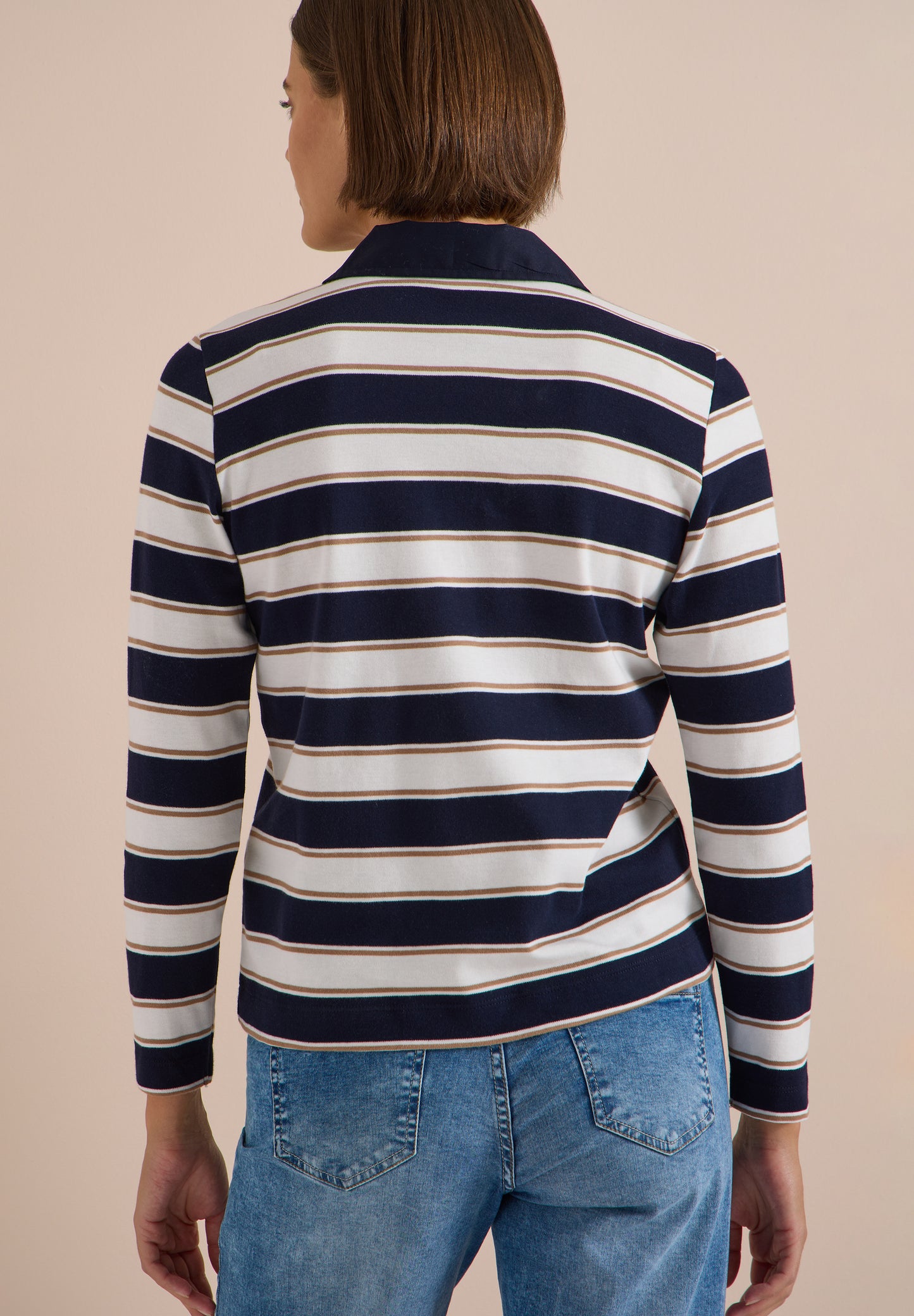 CECIL - Langarm Poloshirt mit Knöpfen - Farbe: urban dark blue
