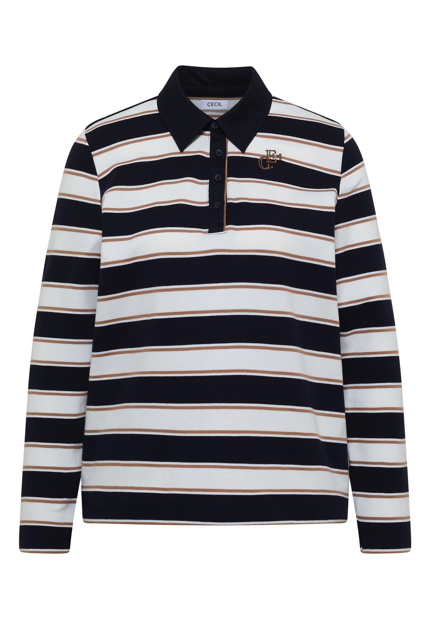 CECIL - Langarm Poloshirt mit Knöpfen - Farbe: urban dark blue