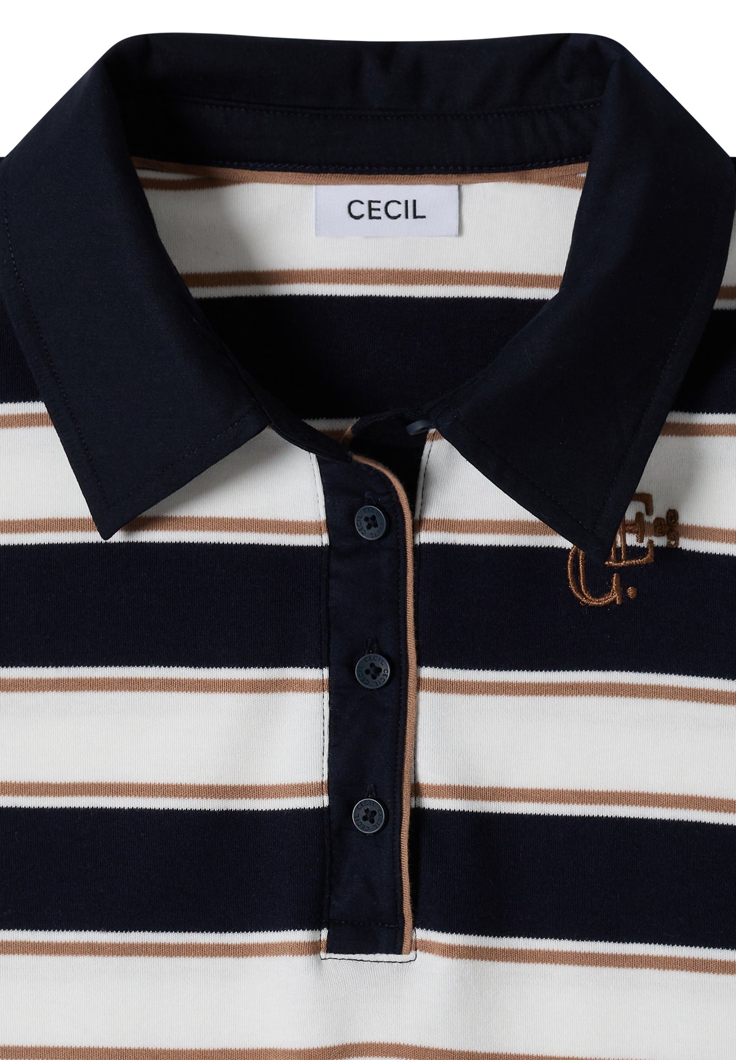 CECIL - Langarm Poloshirt mit Knöpfen - Farbe: urban dark blue