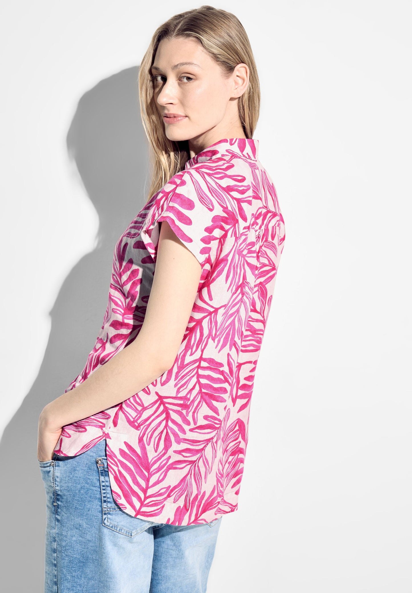 CECIL - Leinenbluse mit Print - pink