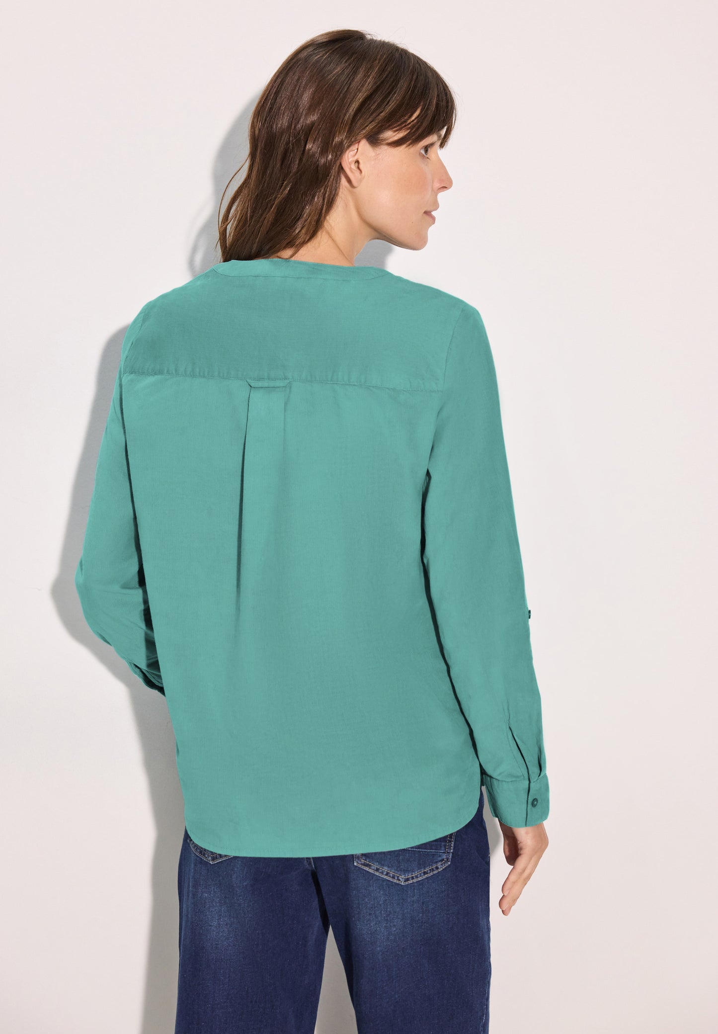 CECIL Cord-Bluse in Unifarbe - Farbe: adriatic green