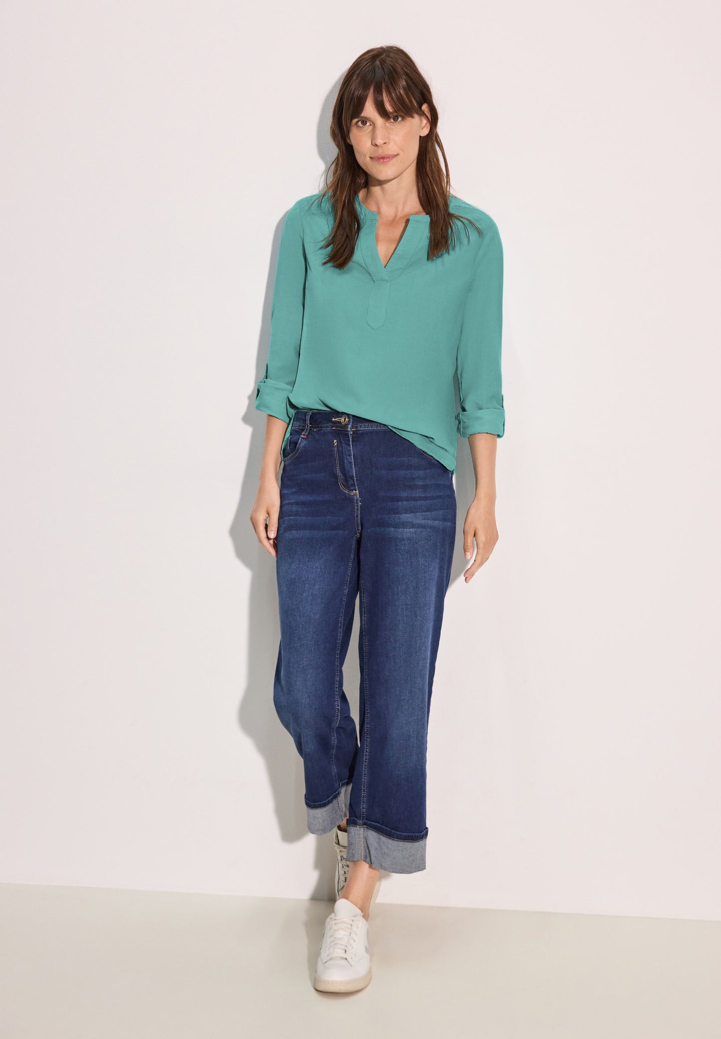 CECIL Cord-Bluse in Unifarbe - Farbe: adriatic green