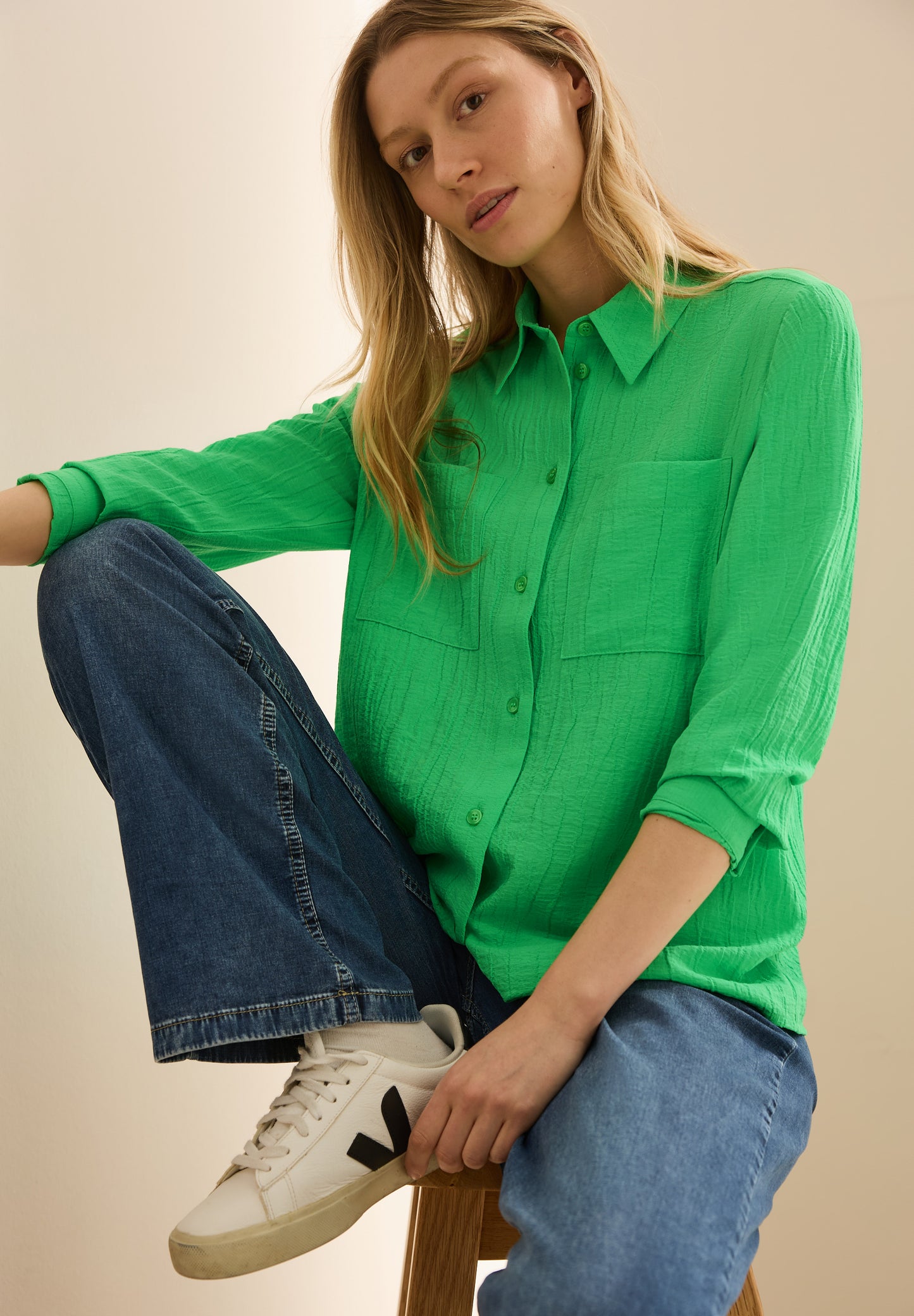 CECIL Strukturbluse - Farbe: iced neon green