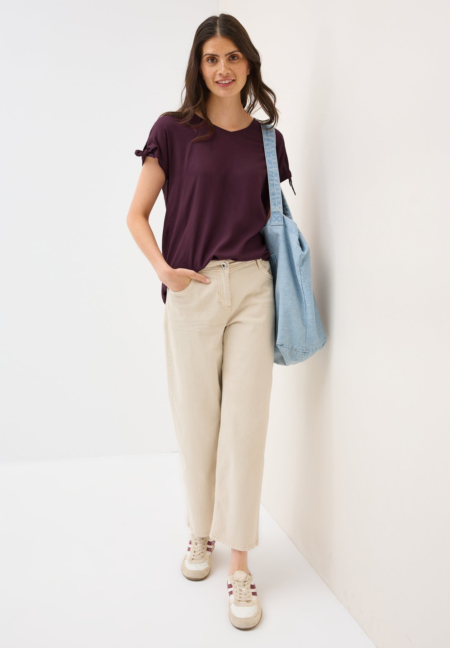 CECIL Blusenshirt in Unifarbe - Farbe: mulberry red