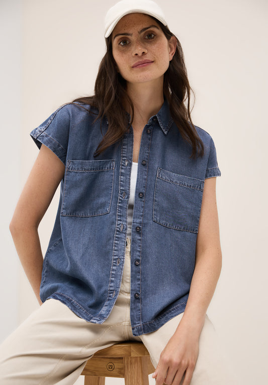 CECIL Lyocell Bluse - Farbe: mid blue wash