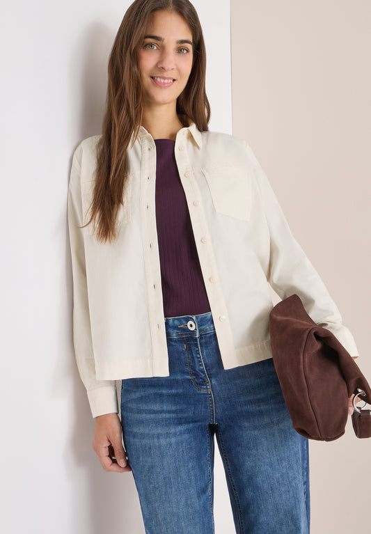 CECIL Cord Hemdbluse - Farbe: light greige