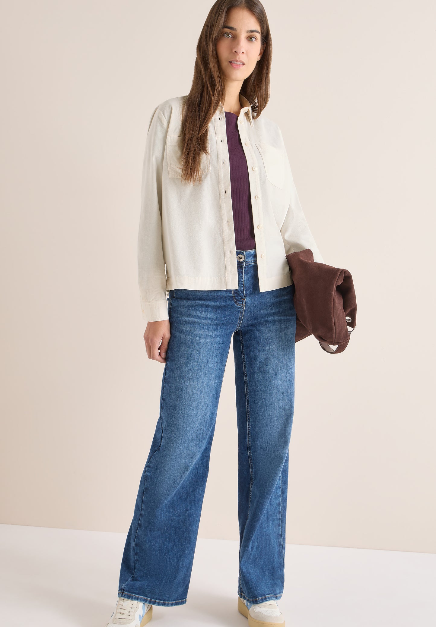 CECIL Cord Hemdbluse - Farbe: light greige