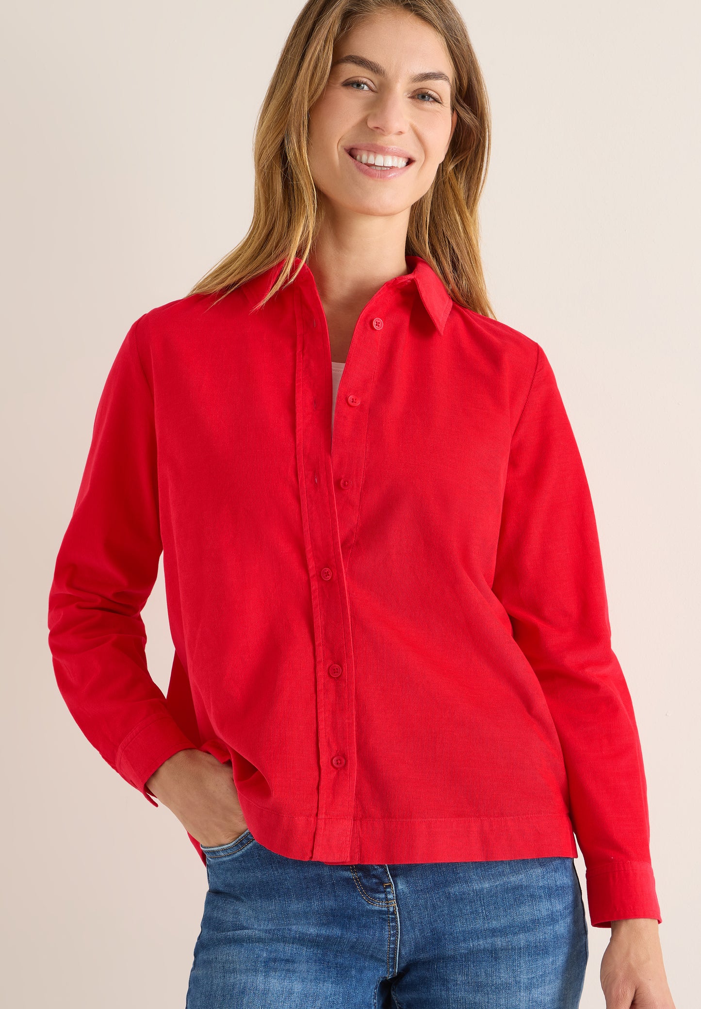 CECIL Cord Hemdbluse - Farbe: fiery red