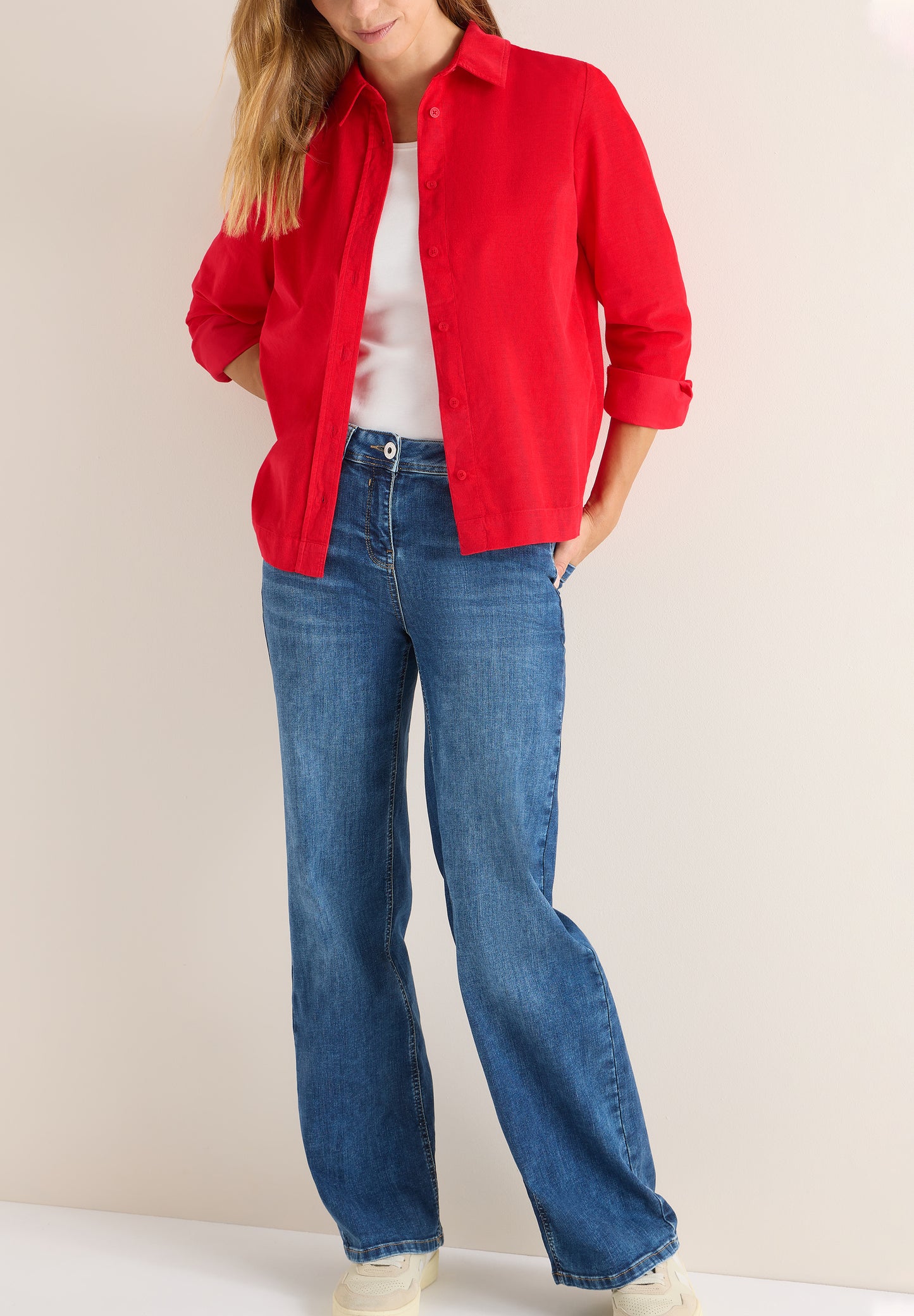 CECIL Cord Hemdbluse - Farbe: fiery red