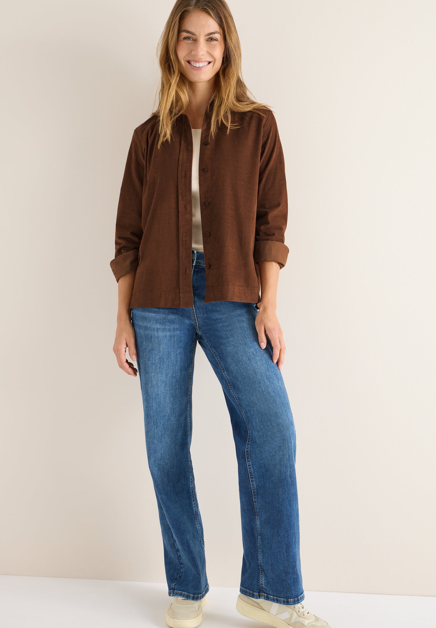 CECIL Cord Hemdbluse - Farbe: mocha caramel