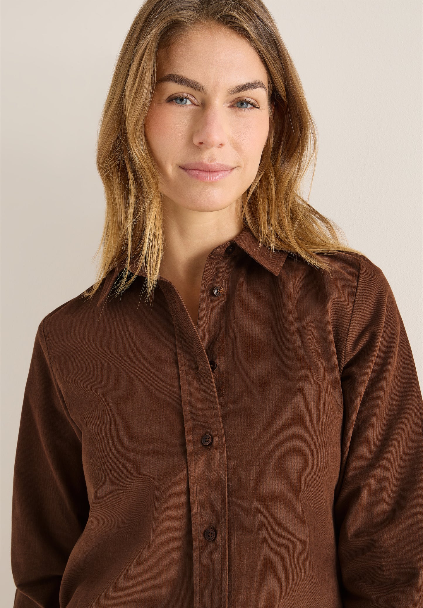 CECIL Cord Hemdbluse - Farbe: mocha caramel