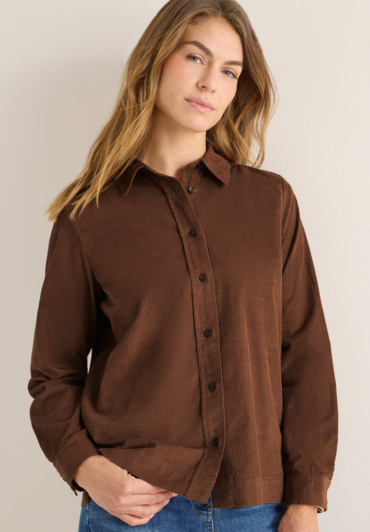 CECIL Cord Hemdbluse - Farbe: mocha caramel