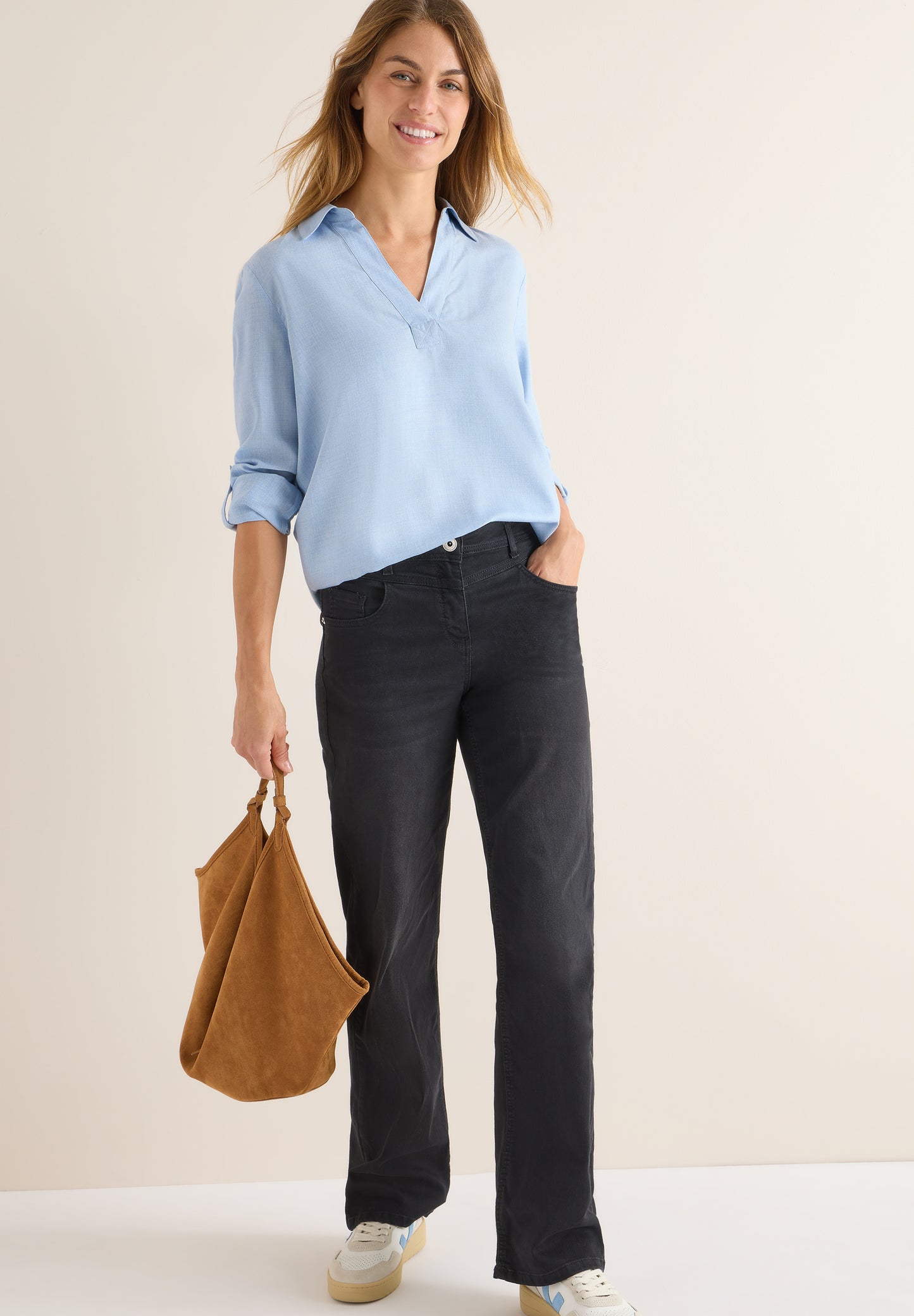 CECIL Melange Bluse - Farbe: light sky blue melange