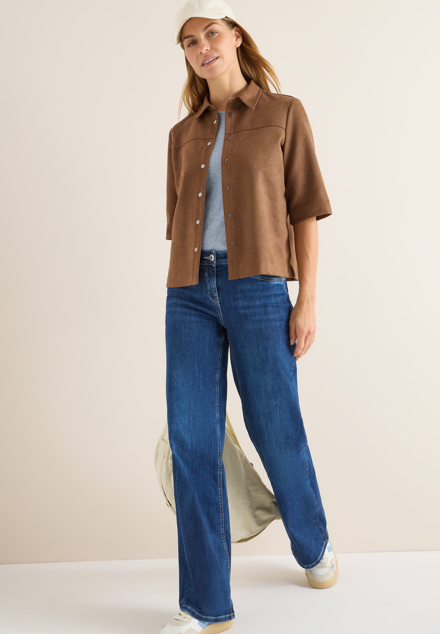 CECIL Veloursbluse - Farbe: mocha caramel