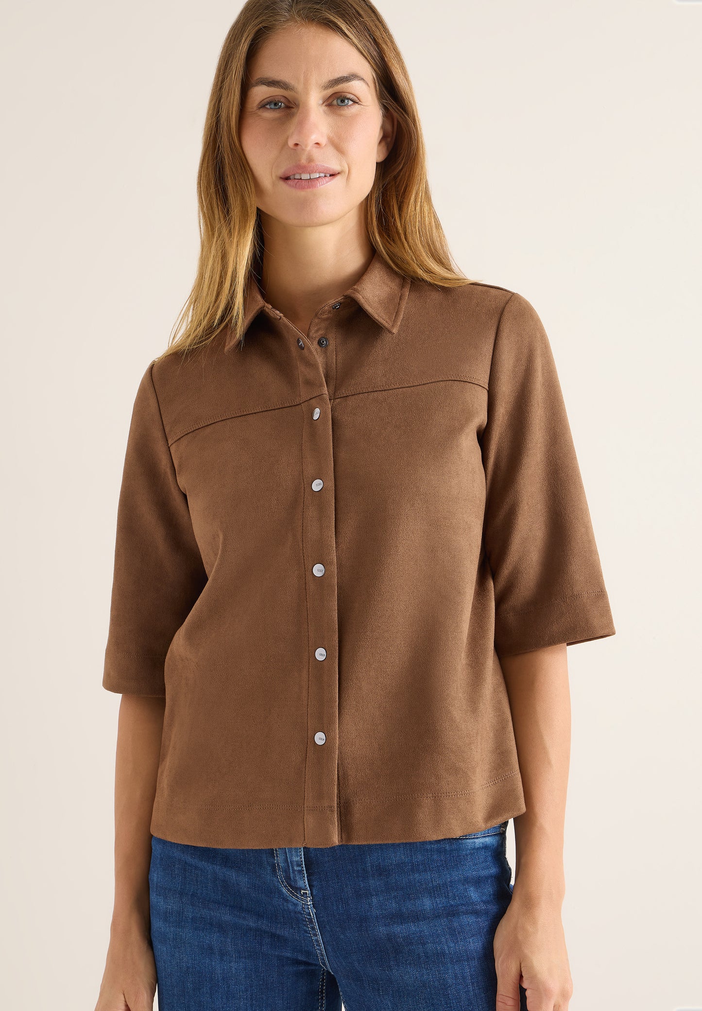 CECIL Veloursbluse - Farbe: mocha caramel