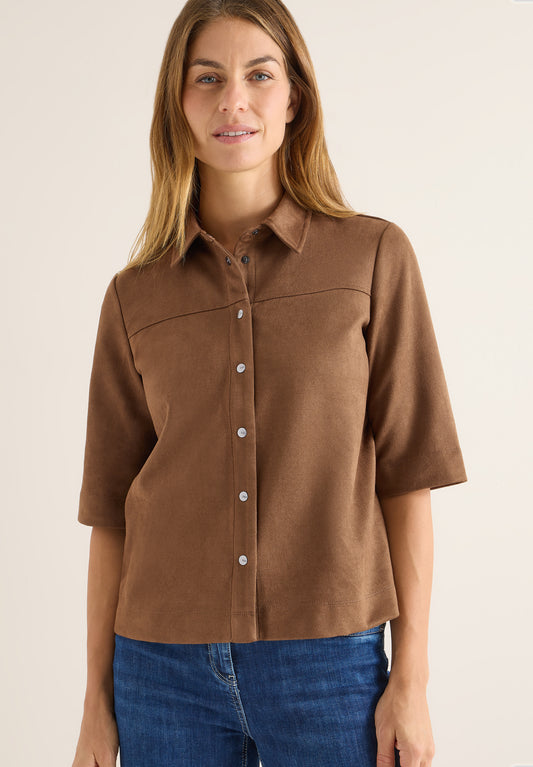 CECIL Veloursbluse - Farbe: mocha caramel