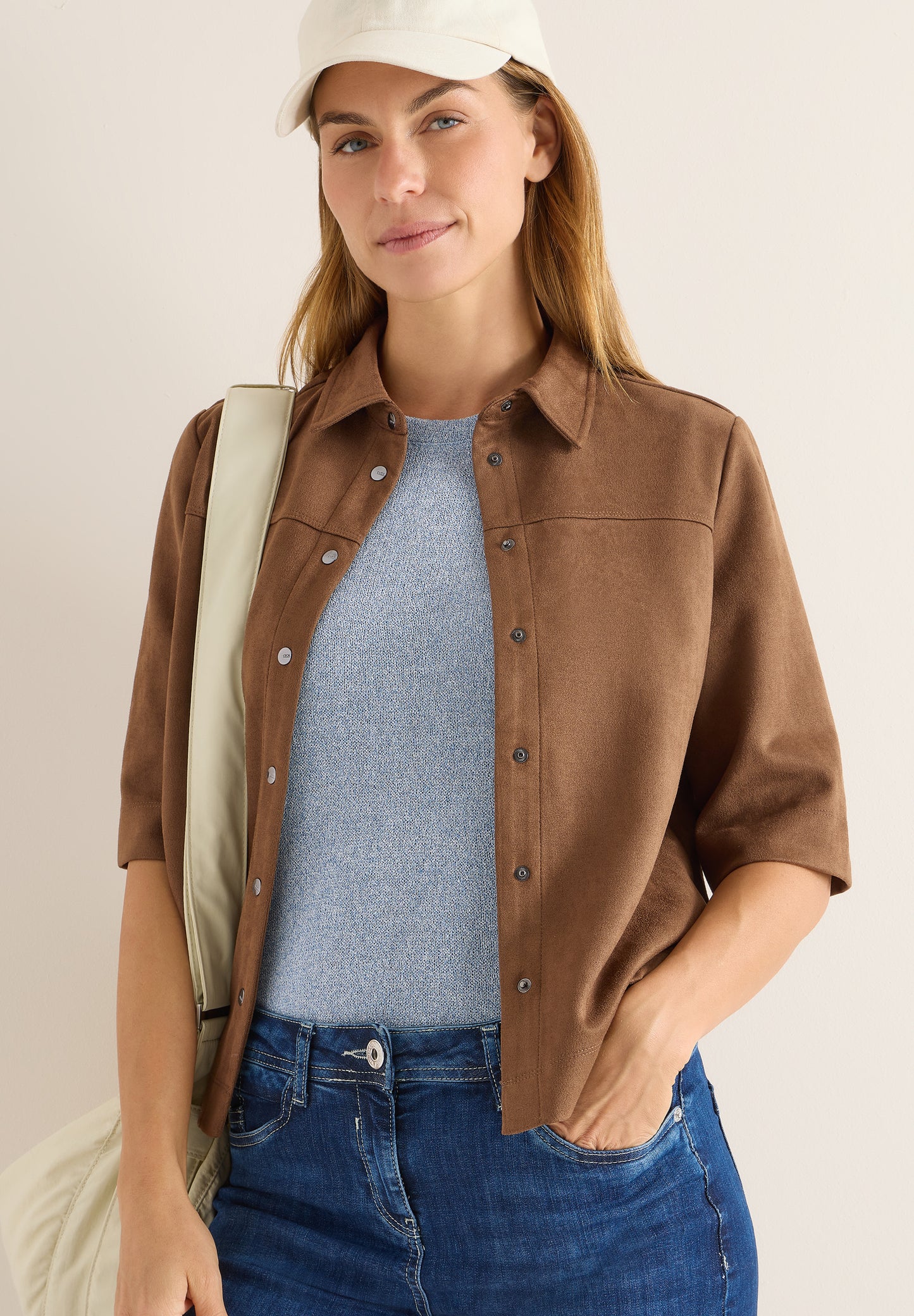 CECIL Veloursbluse - Farbe: mocha caramel