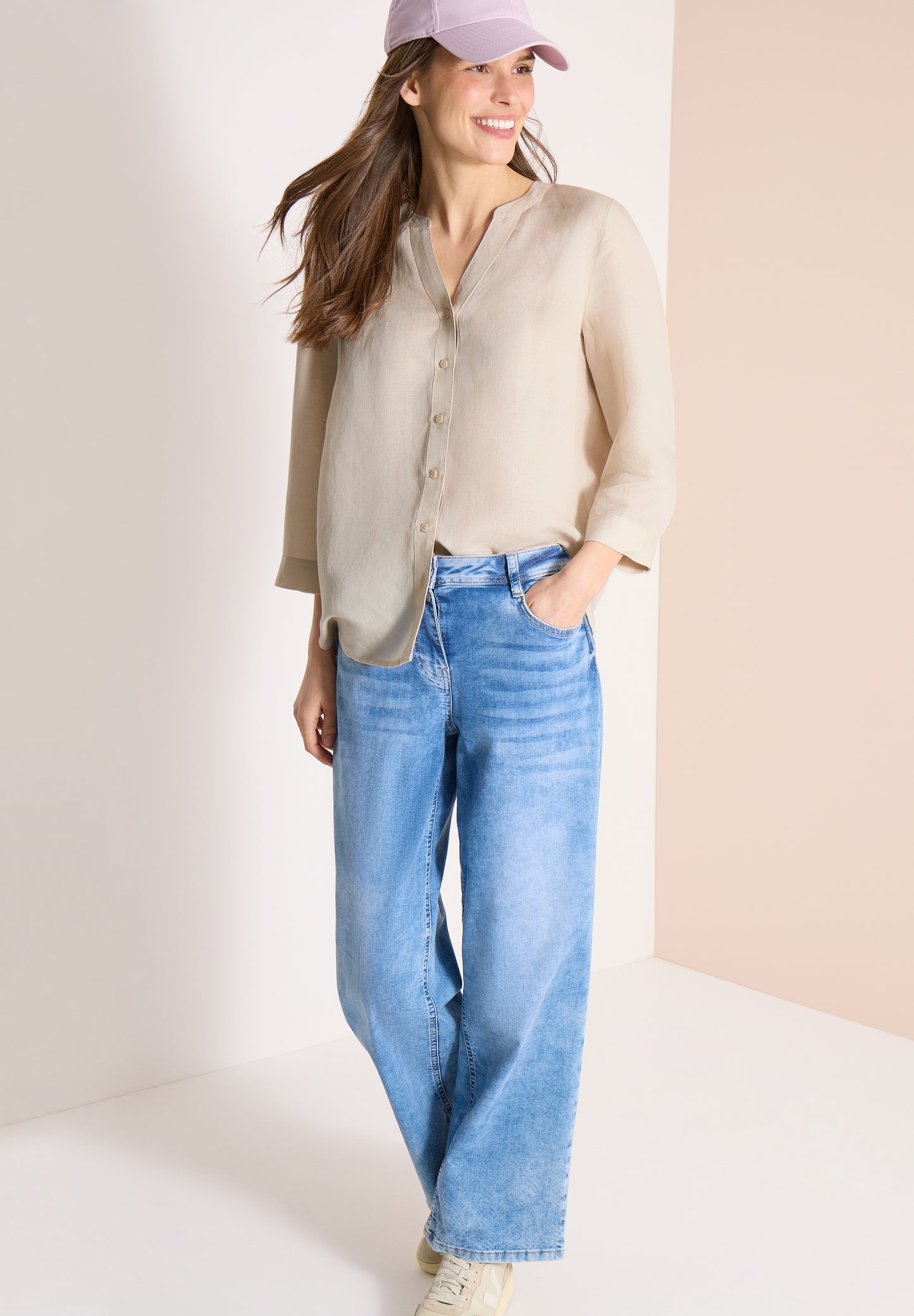 CECIL - 3/4-Arm Bluse aus Leinenmix - Farbe: macadamia beige