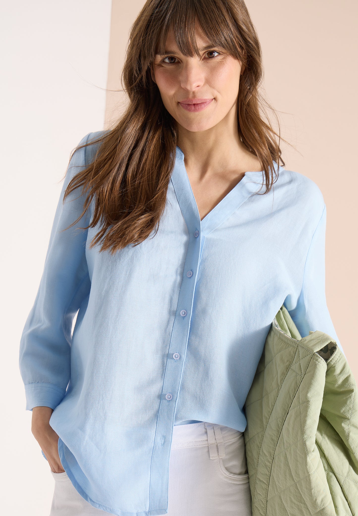 CECIL - 3/4-Arm Bluse aus Leinenmix - Farbe: fresh water blue