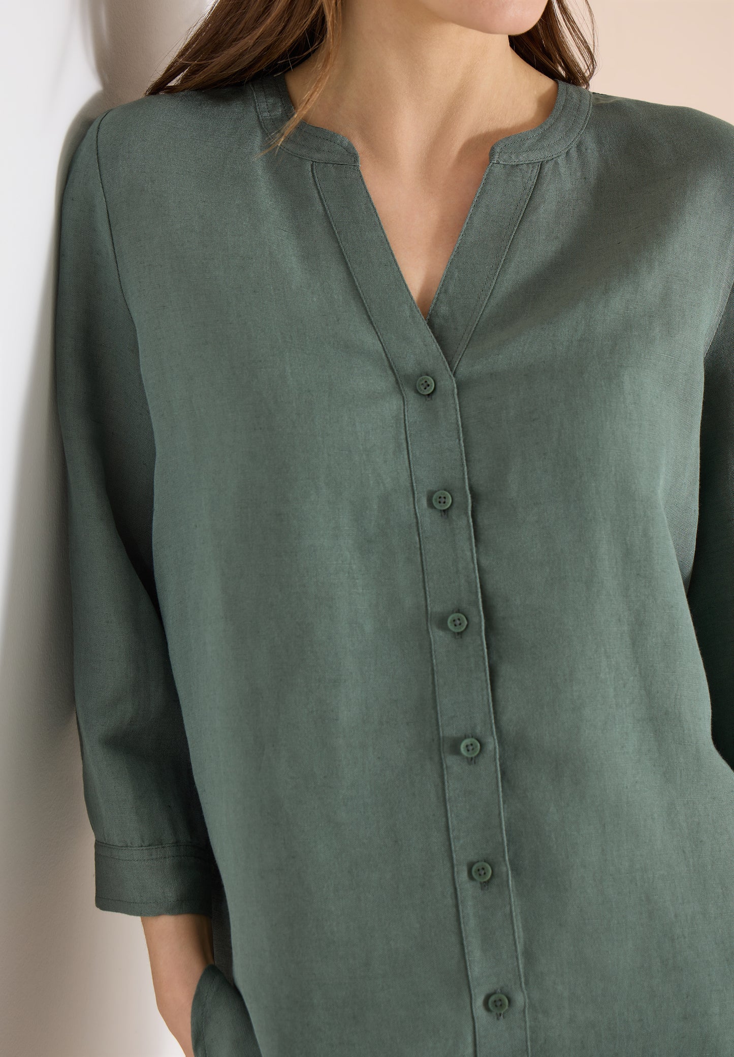 CECIL - 3/4-Arm Bluse aus Leinenmix - Farbe: just khaki