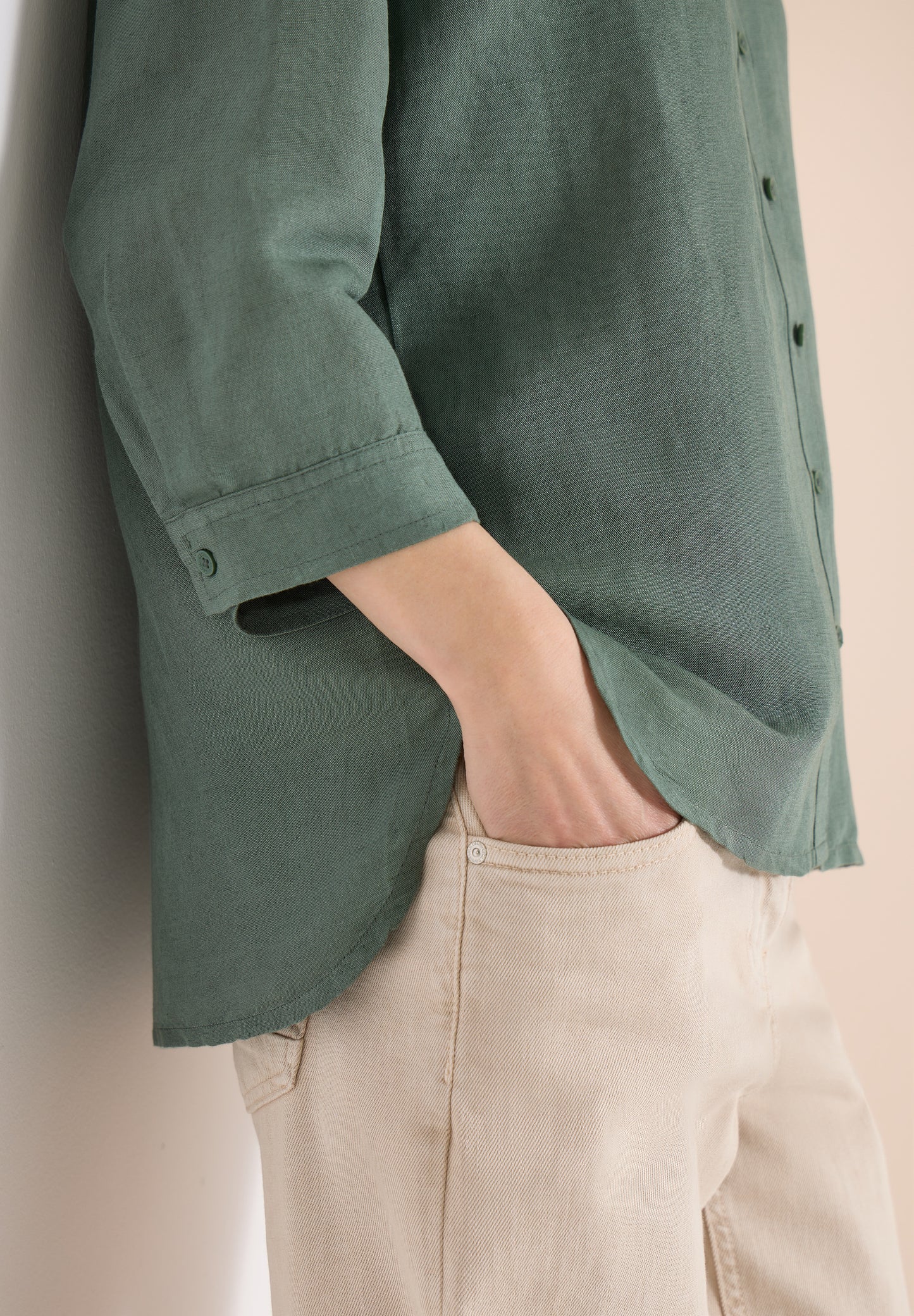 CECIL - 3/4-Arm Bluse aus Leinenmix - Farbe: just khaki
