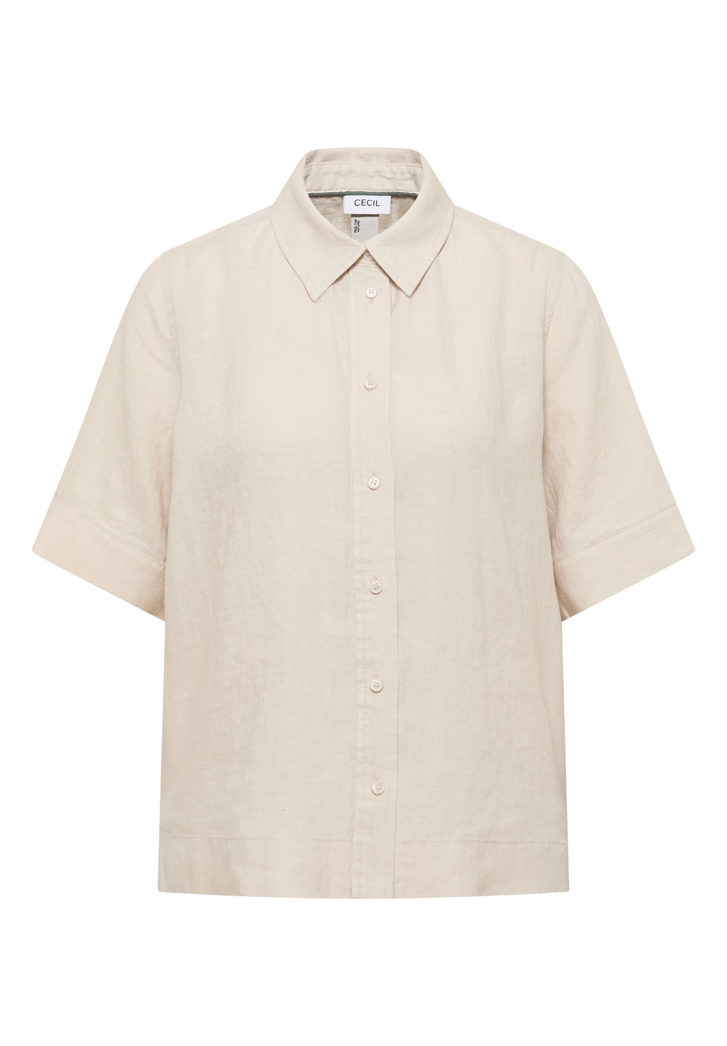 CECIL - Kurzarm Hemdbluse aus reinem Leinen - Farbe: macadamia beige