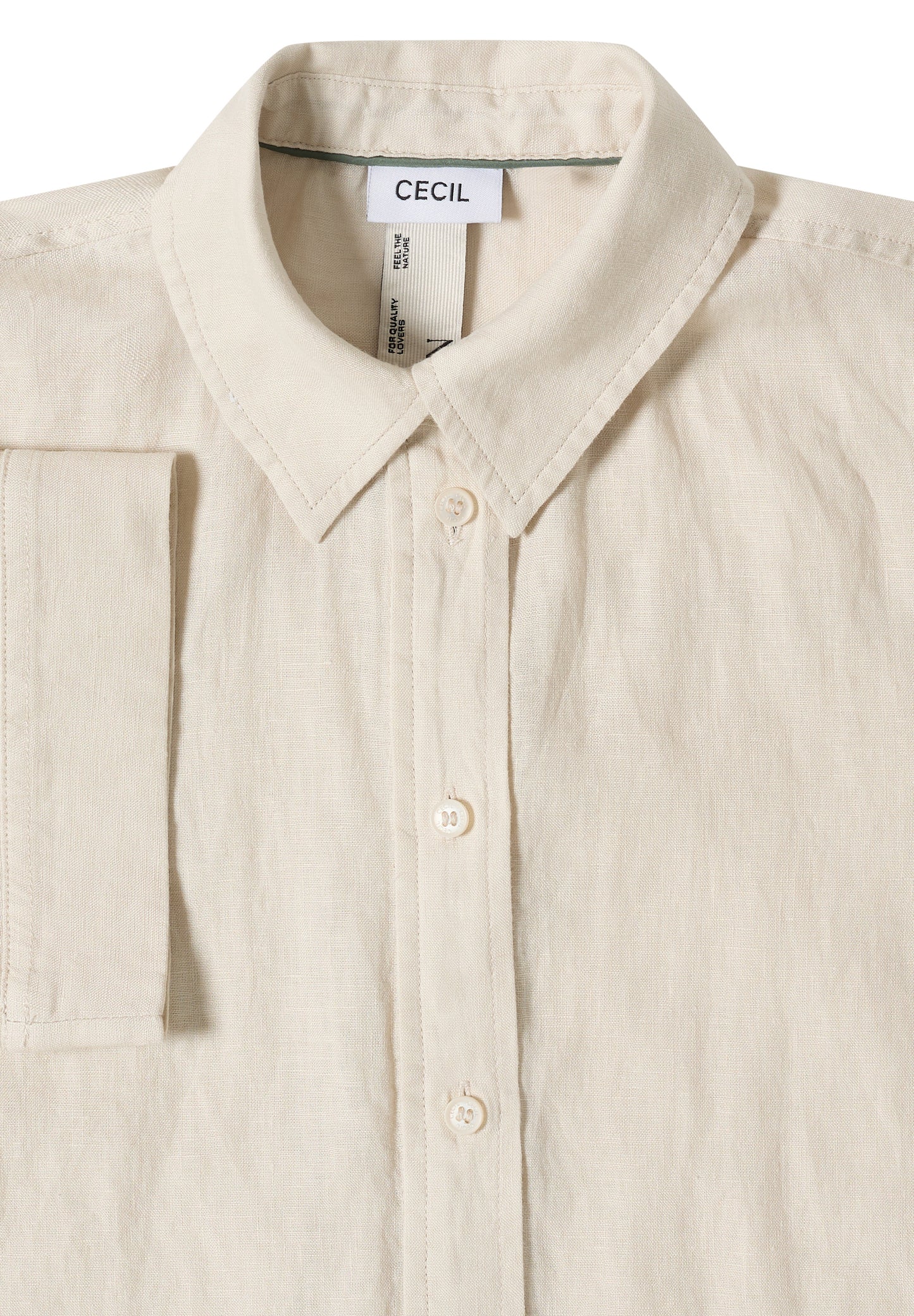 CECIL - Kurzarm Hemdbluse aus reinem Leinen - Farbe: macadamia beige
