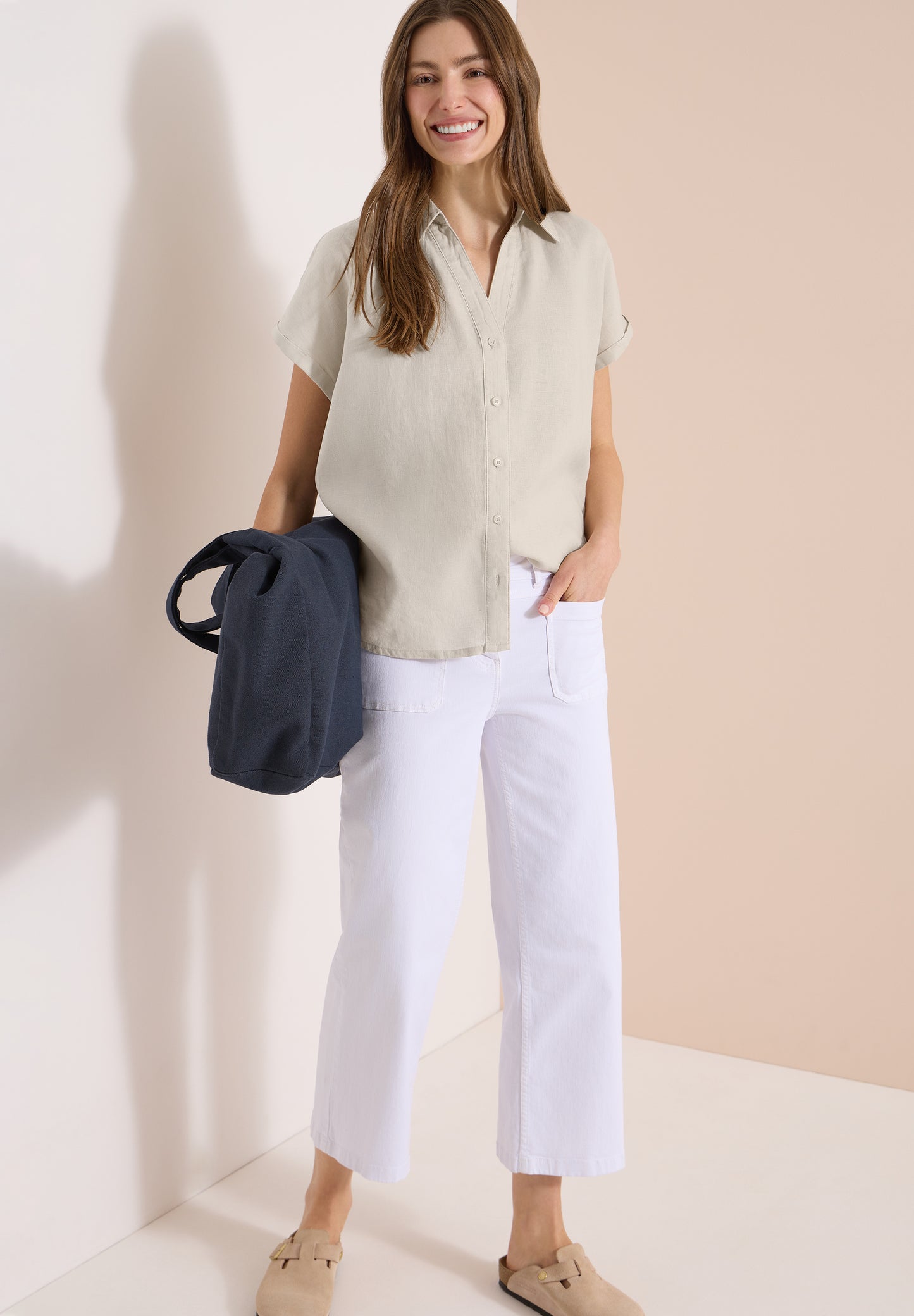 CECIL - Dropped Shoulder Bluse aus Leinen - Farbe: macadamia beige