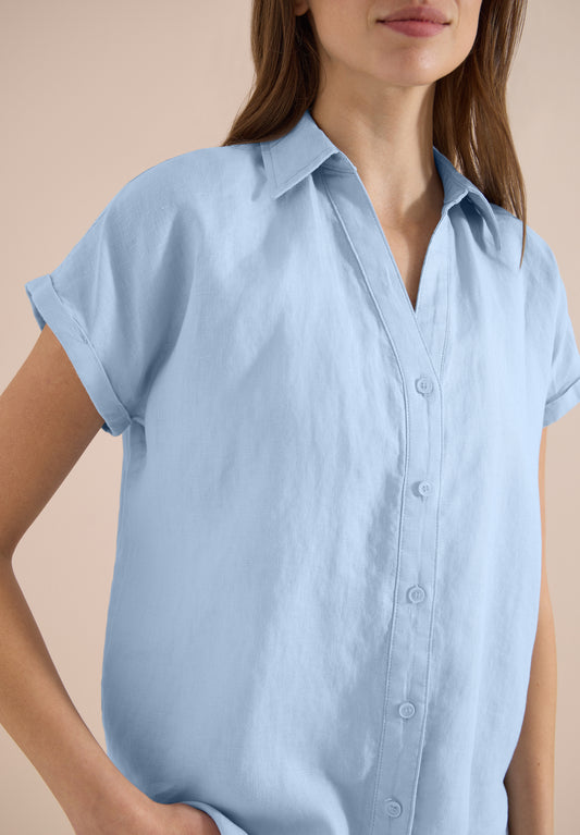 CECIL - Dropped Shoulder Bluse aus Leinen - Farbe: fresh water blue