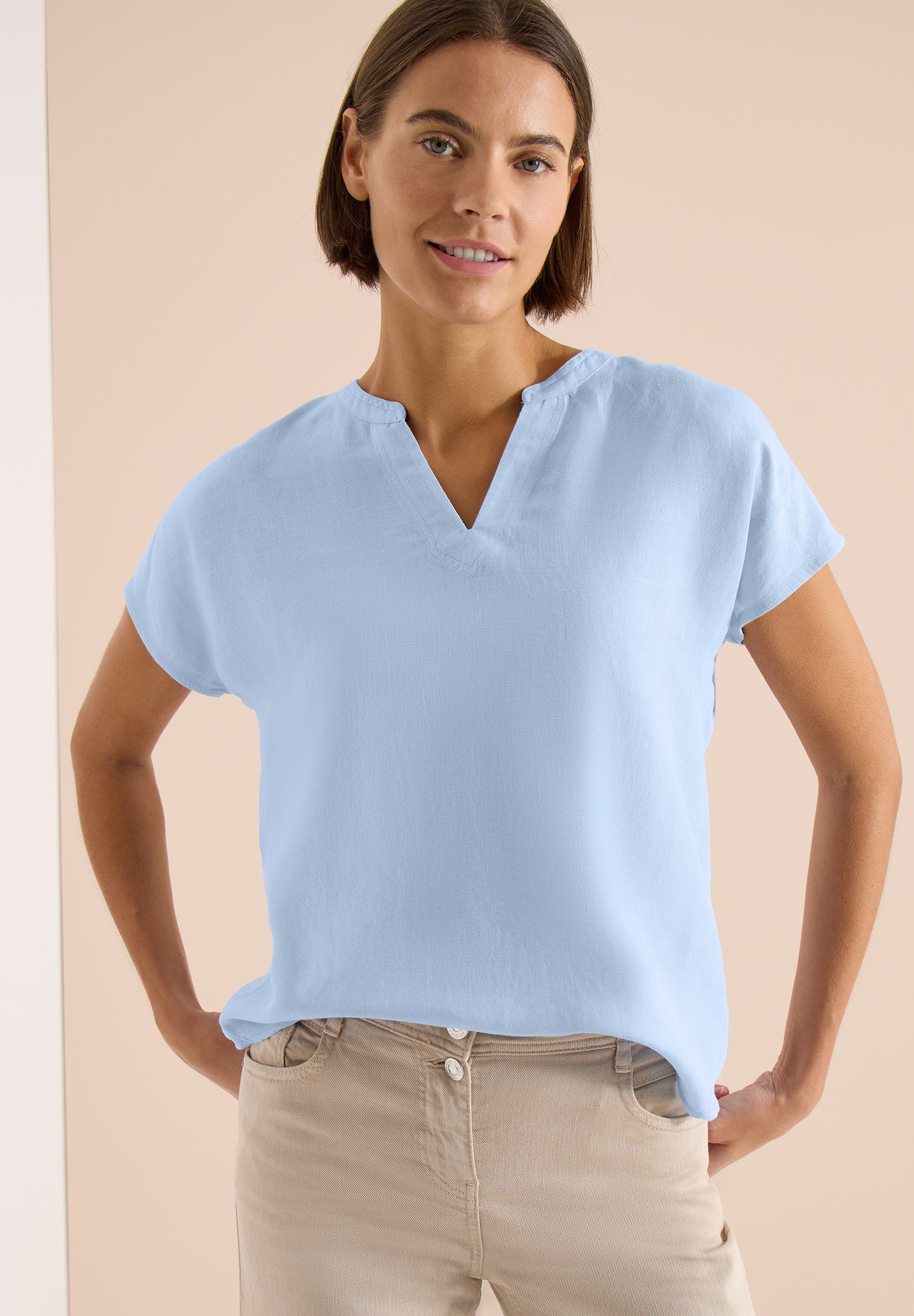 CECIL - Dropped Shoulder Bluse aus Leinenmix - Farbe: fresh water blue