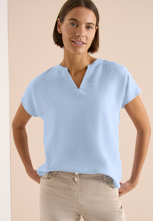 CECIL - Dropped Shoulder Bluse aus Leinenmix - Farbe: fresh water blue