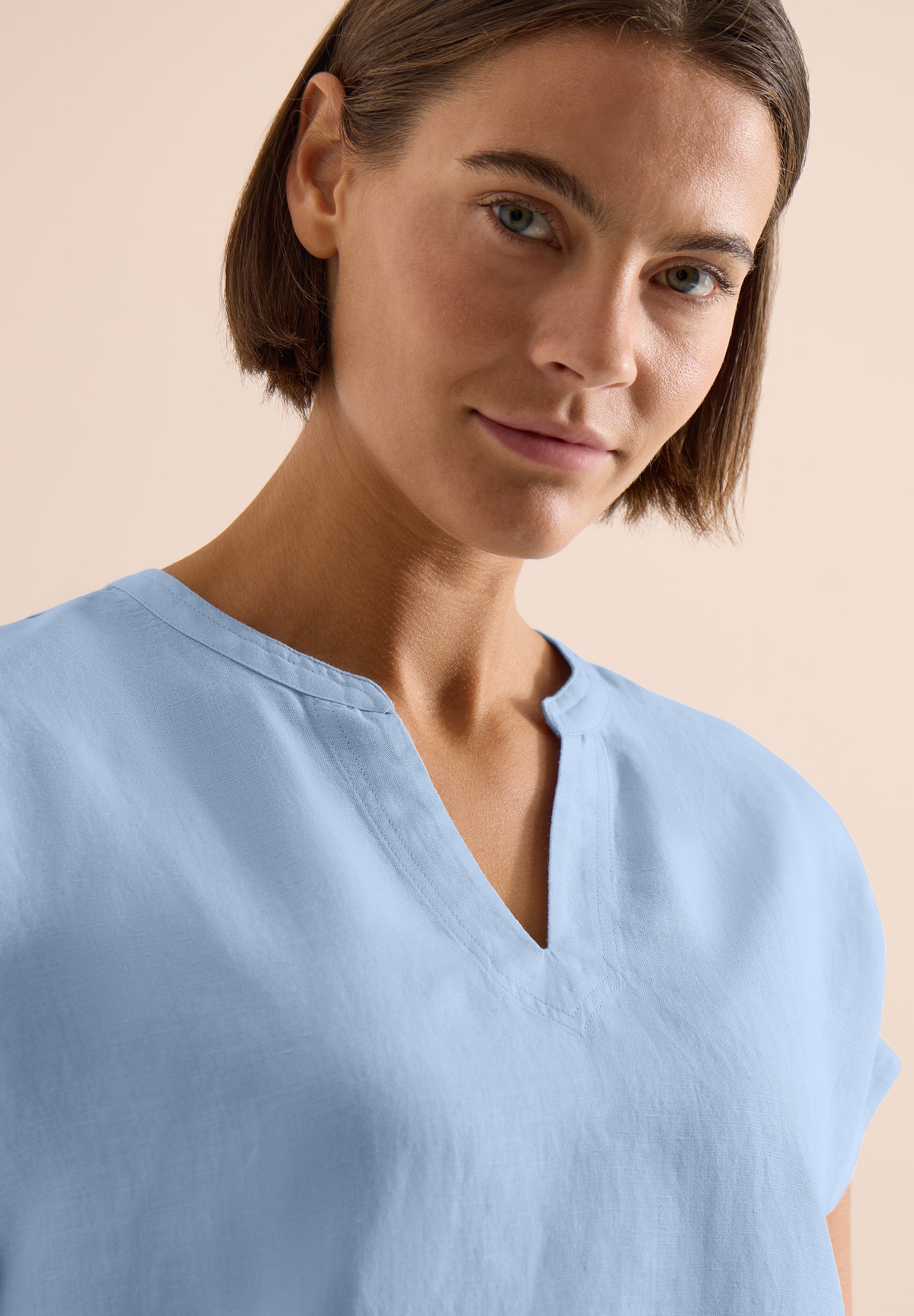 CECIL - Dropped Shoulder Bluse aus Leinenmix - Farbe: fresh water blue