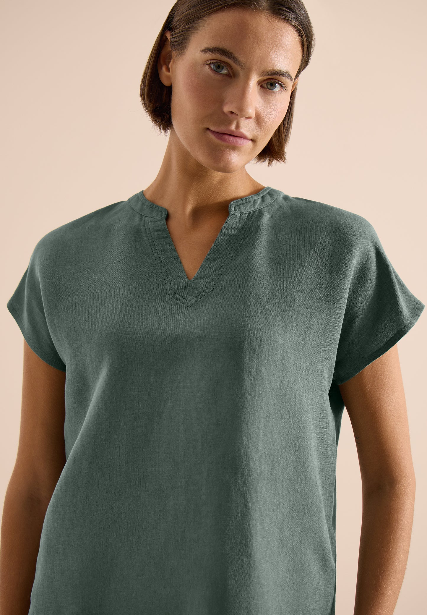 CECIL - Dropped Shoulder Bluse aus Leinenmix - Farbe: just khaki