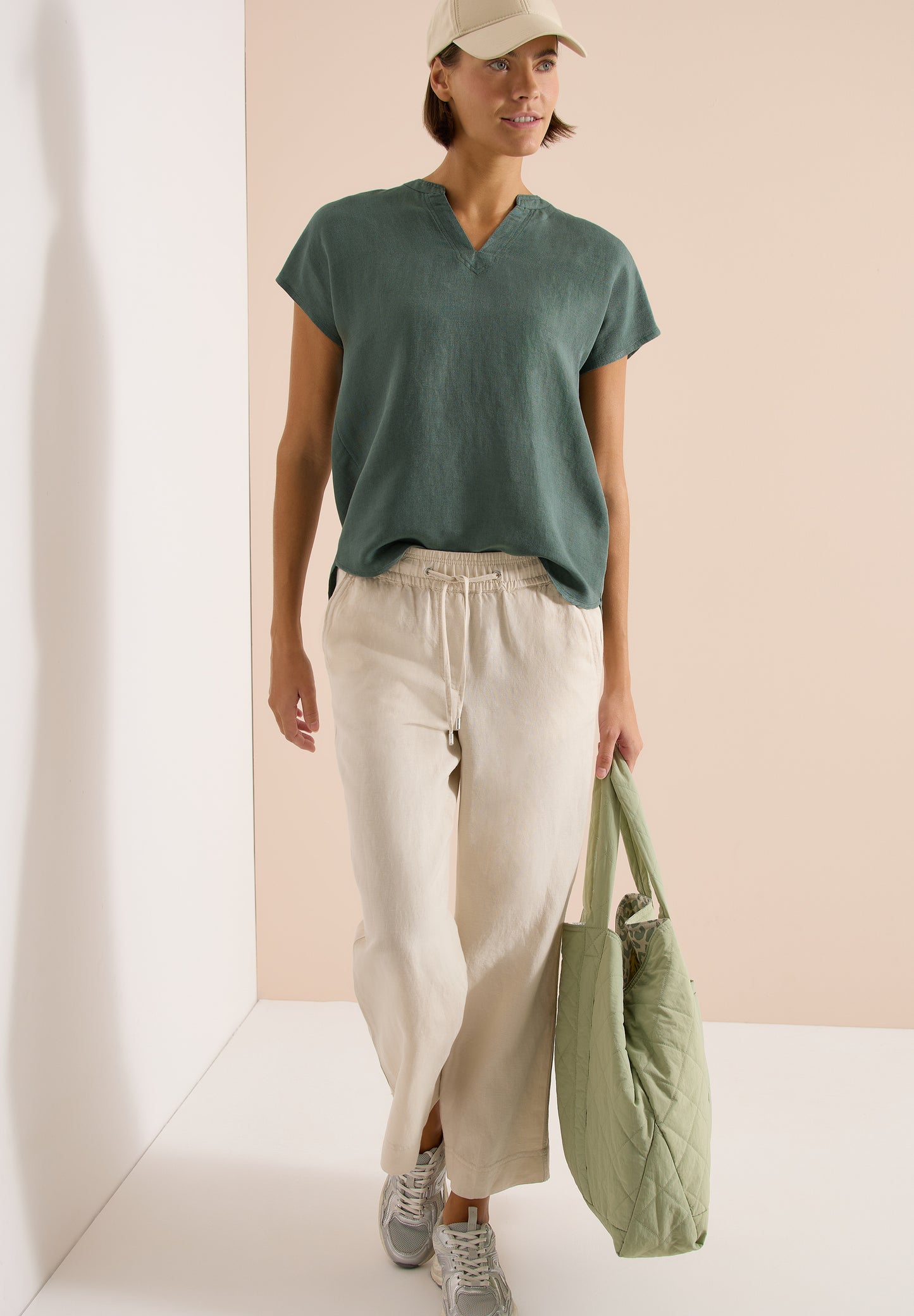 CECIL - Dropped Shoulder Bluse aus Leinenmix - Farbe: just khaki
