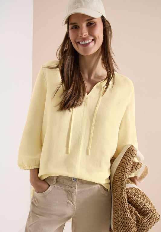 CECIL - Tunika mit Split Neck aus Leinenmix - Farbe: butter yellow