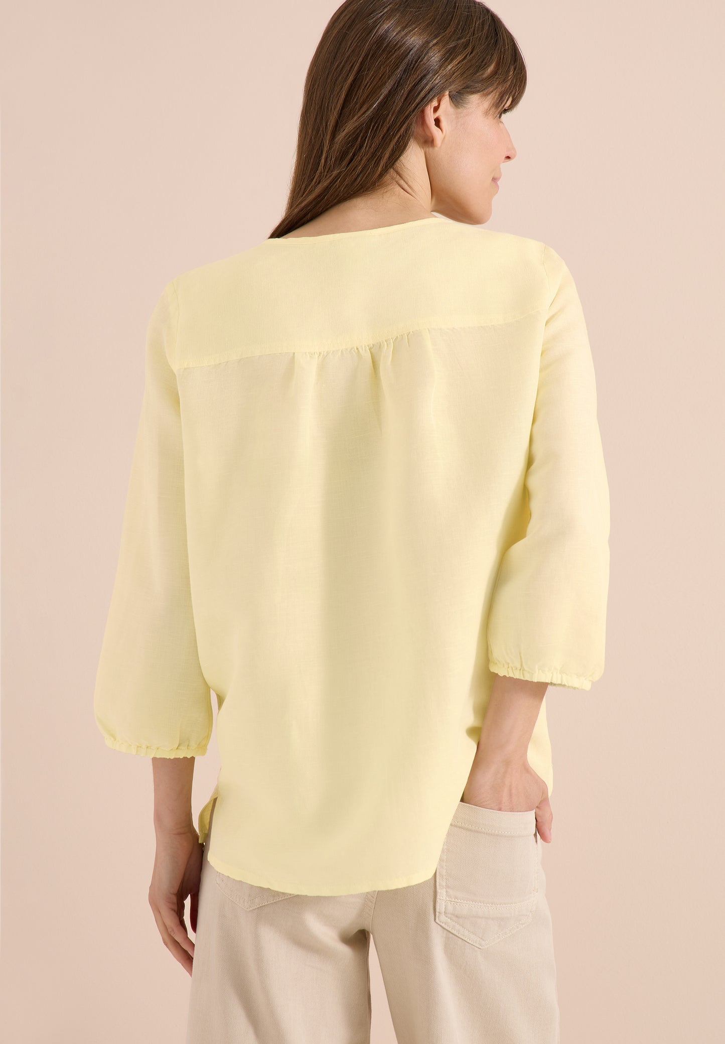CECIL - Tunika mit Split Neck aus Leinenmix - Farbe: butter yellow